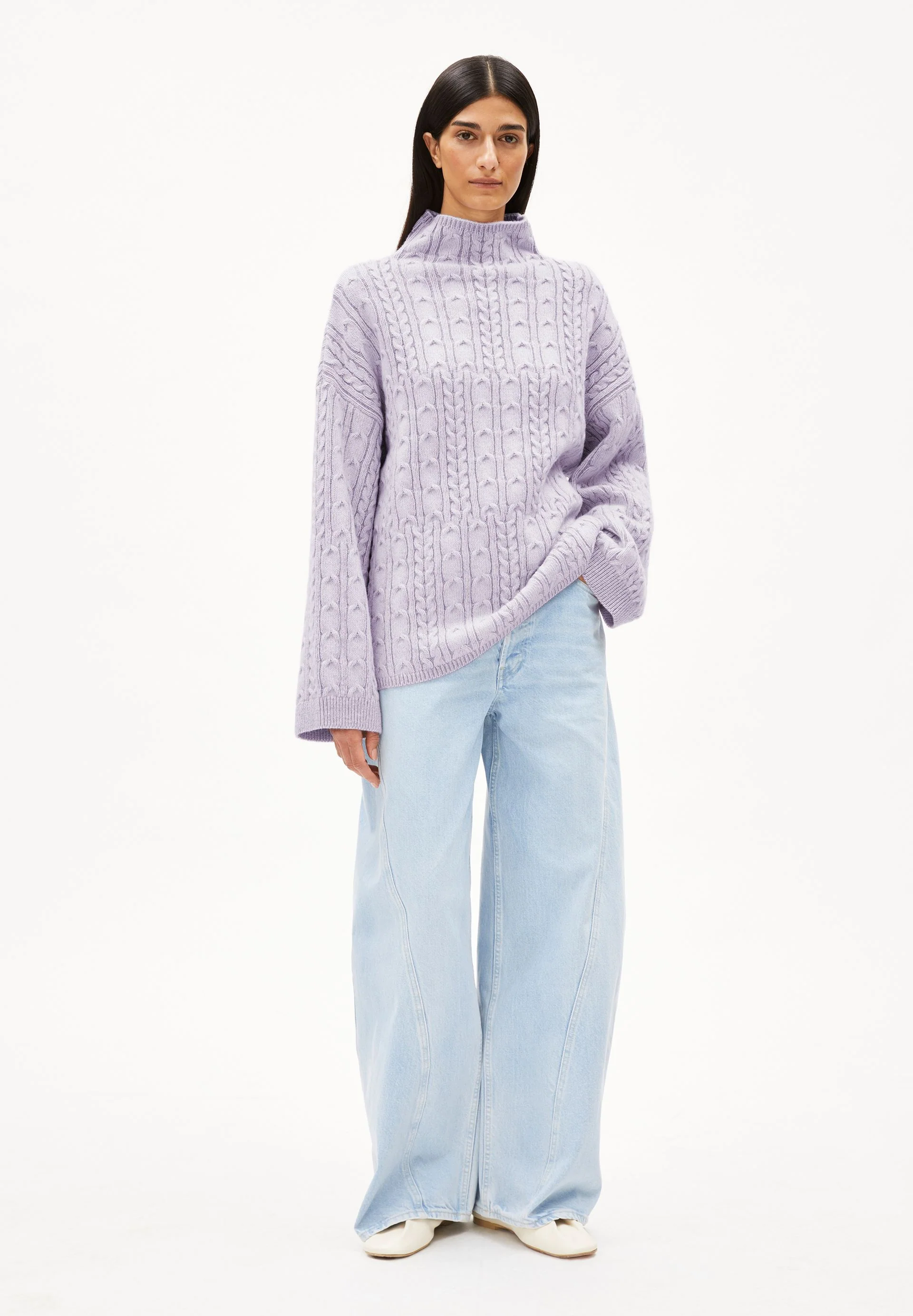 AAORI VANISE STRICKPULLOVER | oatmilk-frozen lavender - Image 5