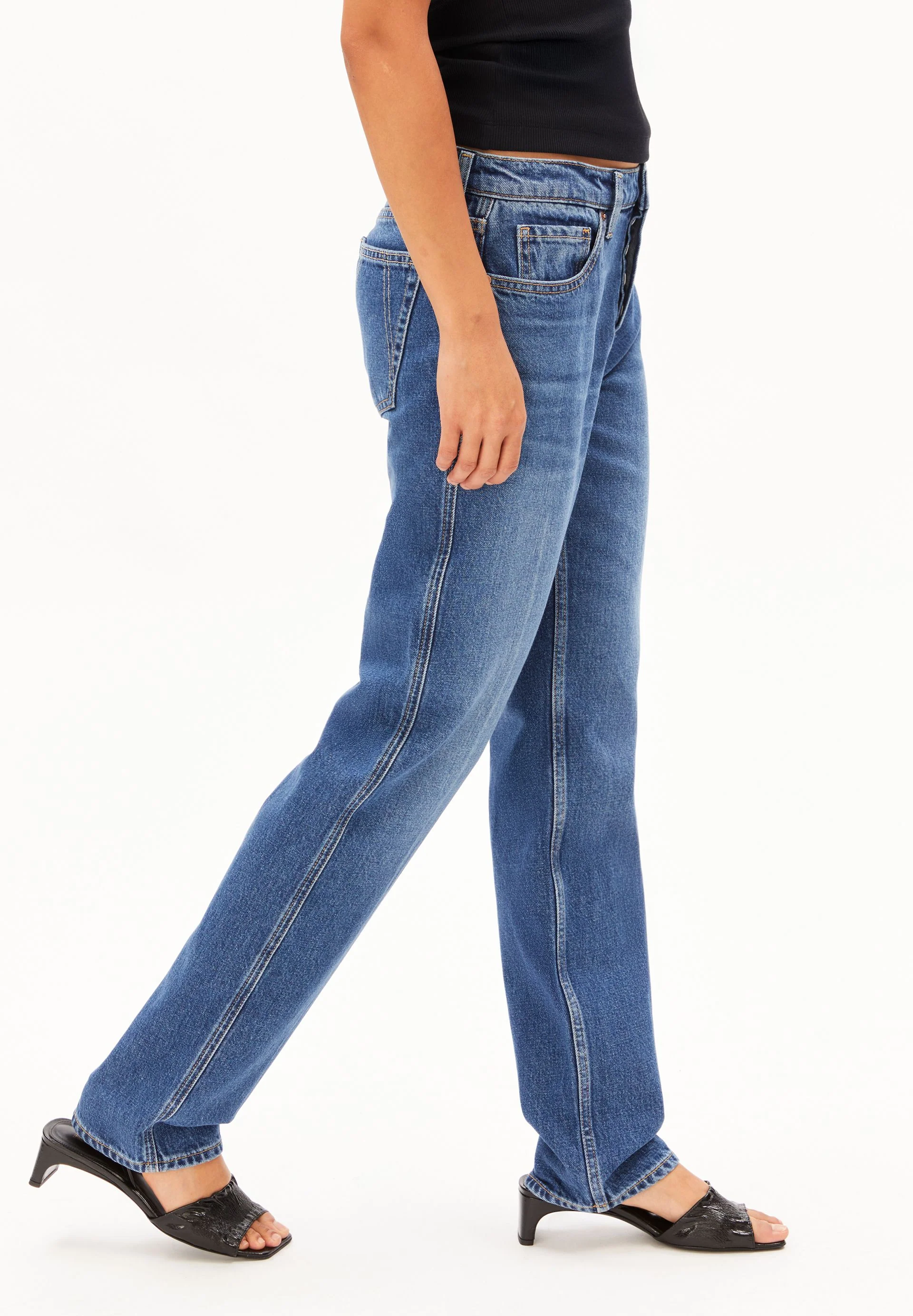 AAVELINE MID WAIST STRAIGHT JEANS | fade - Image 6