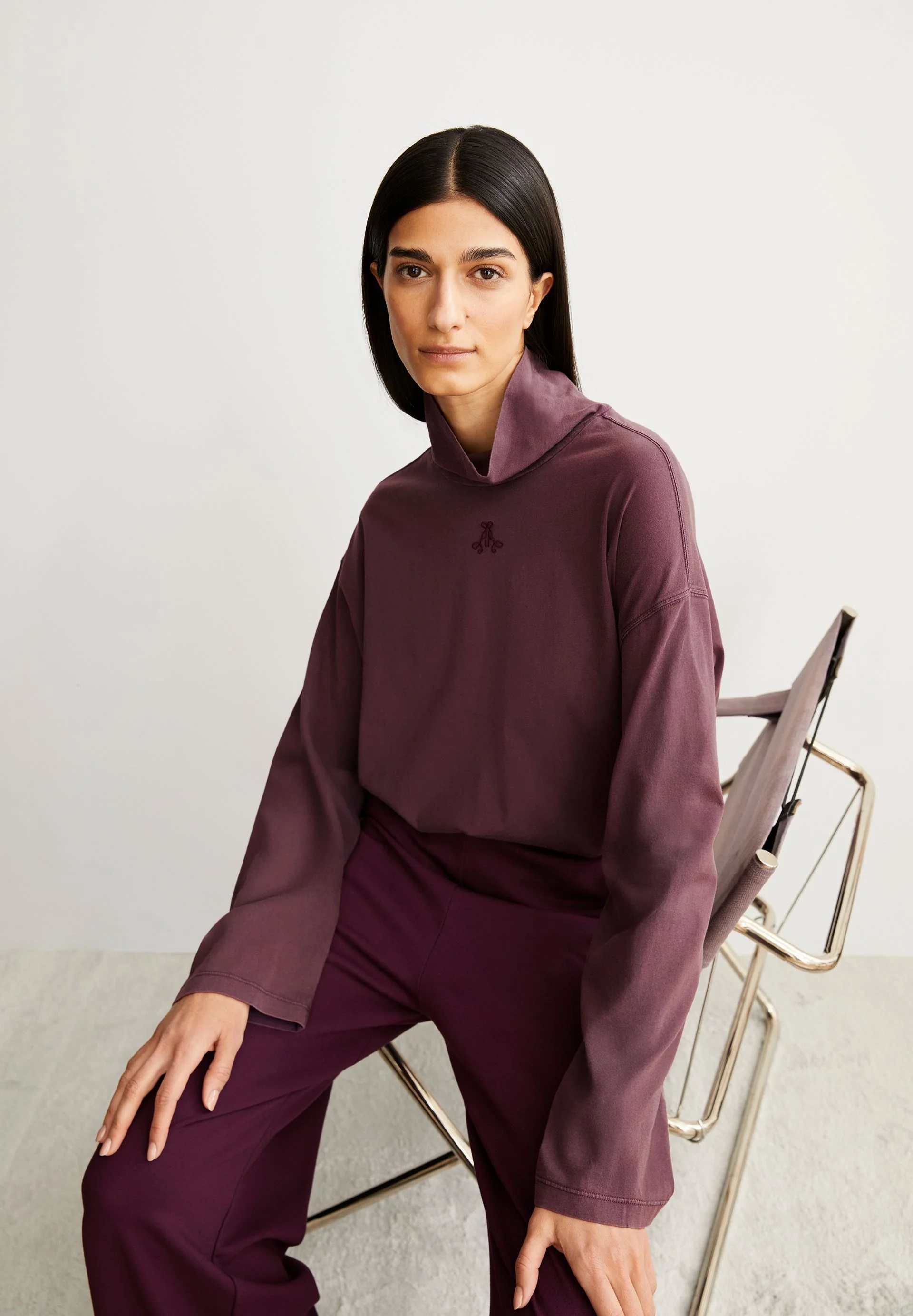 AIDINAA GMT DYE LANGARMSHIRT | dark cranberry - Image 4