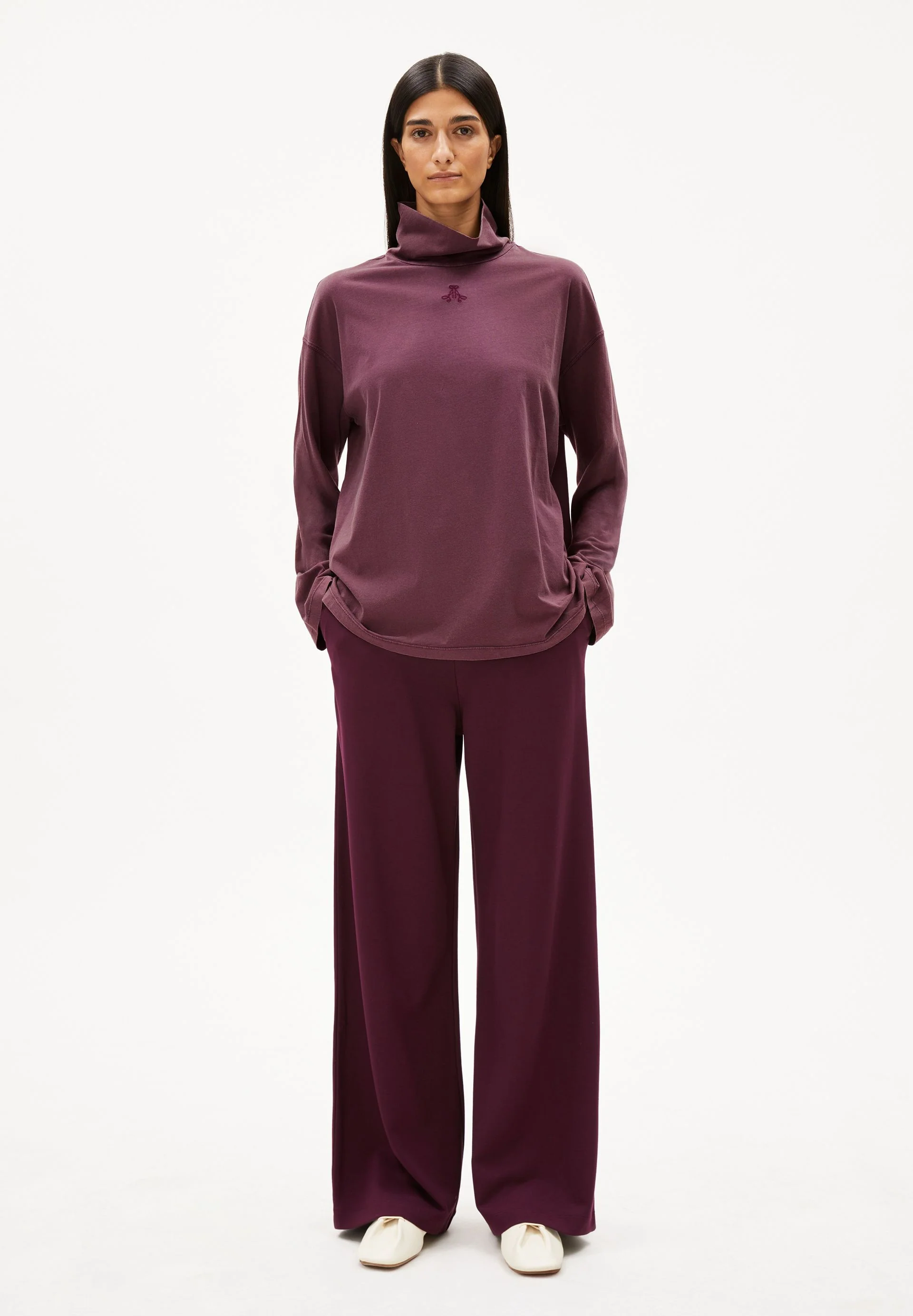 AIDINAA GMT DYE LANGARMSHIRT | dark cranberry - Image 5