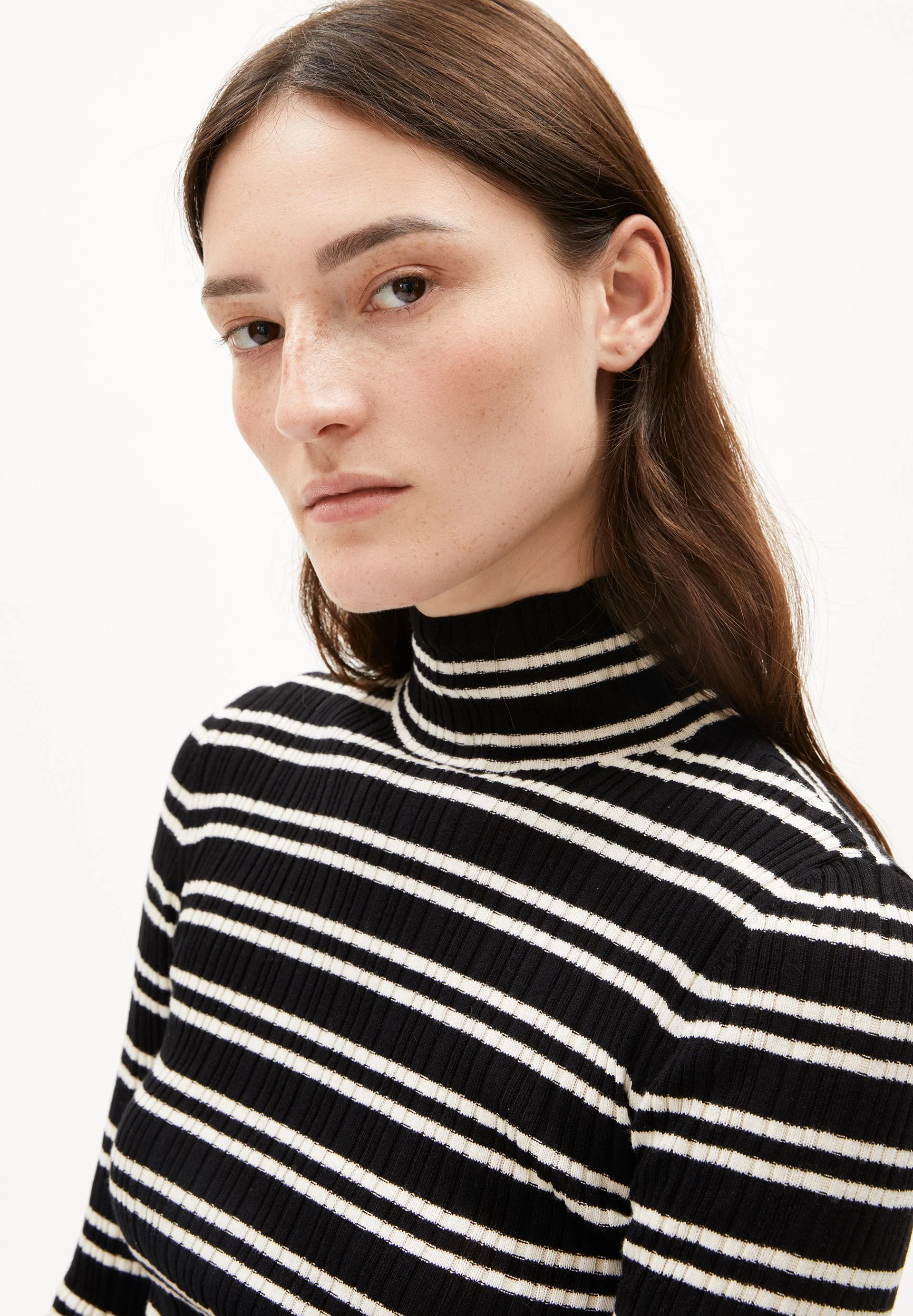 ALAANIA CHIFFRON STR STRICKPULLOVER | black-oatmilk - Image 3