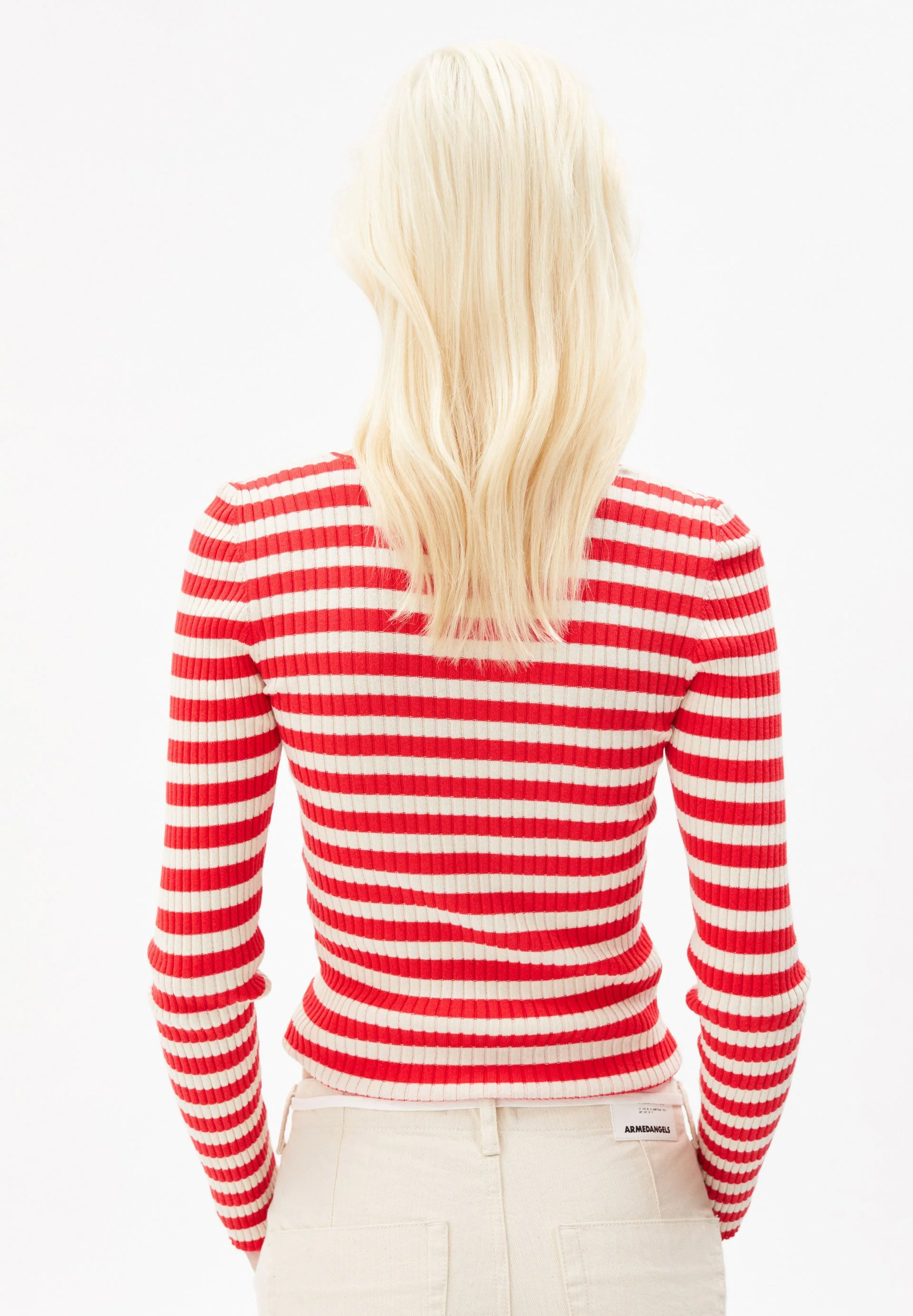ALAANIA CREWNECK STRIPE | dark poppy-oatmilk - Image 2