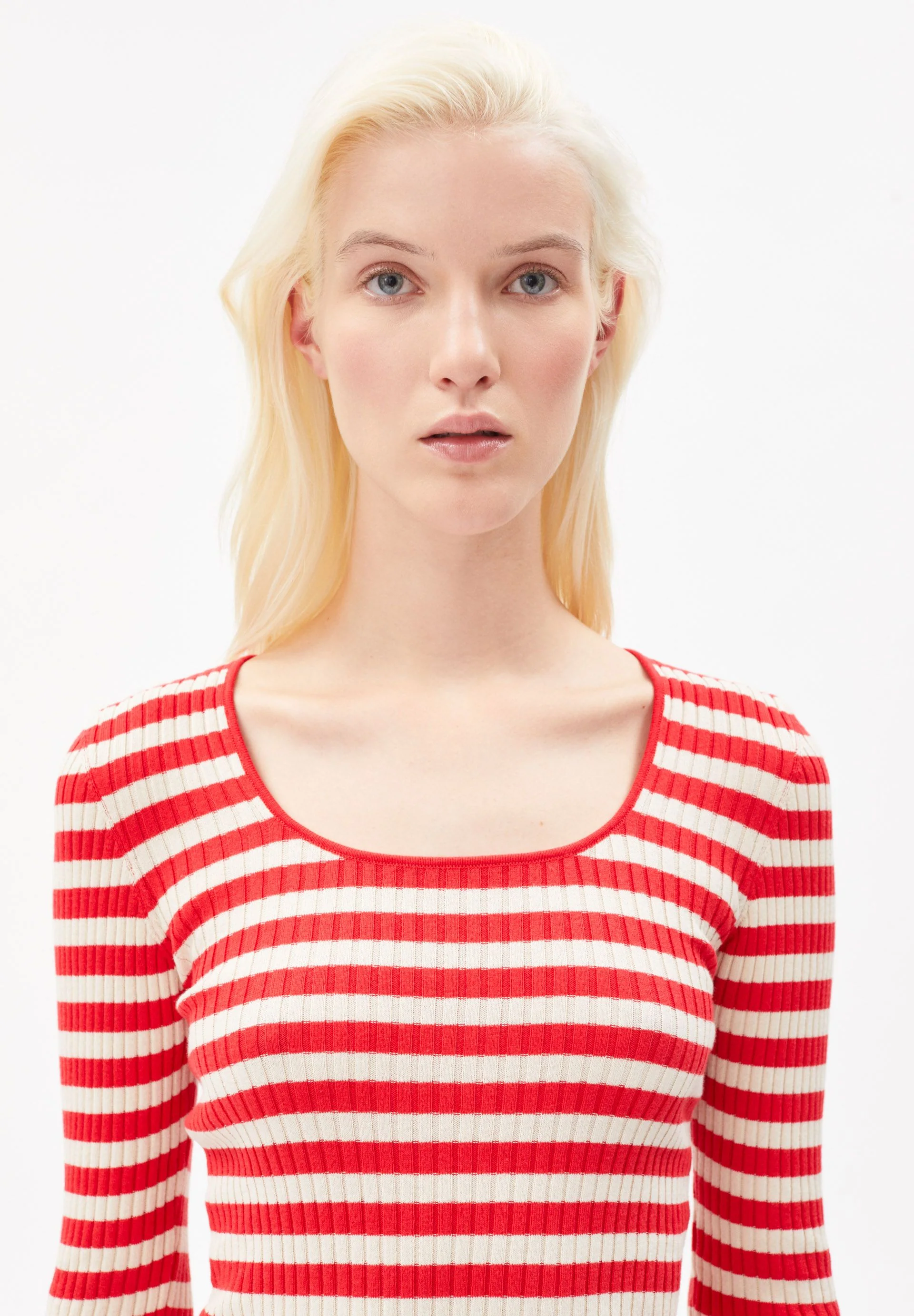 ALAANIA CREWNECK STRIPE | dark poppy-oatmilk - Image 3