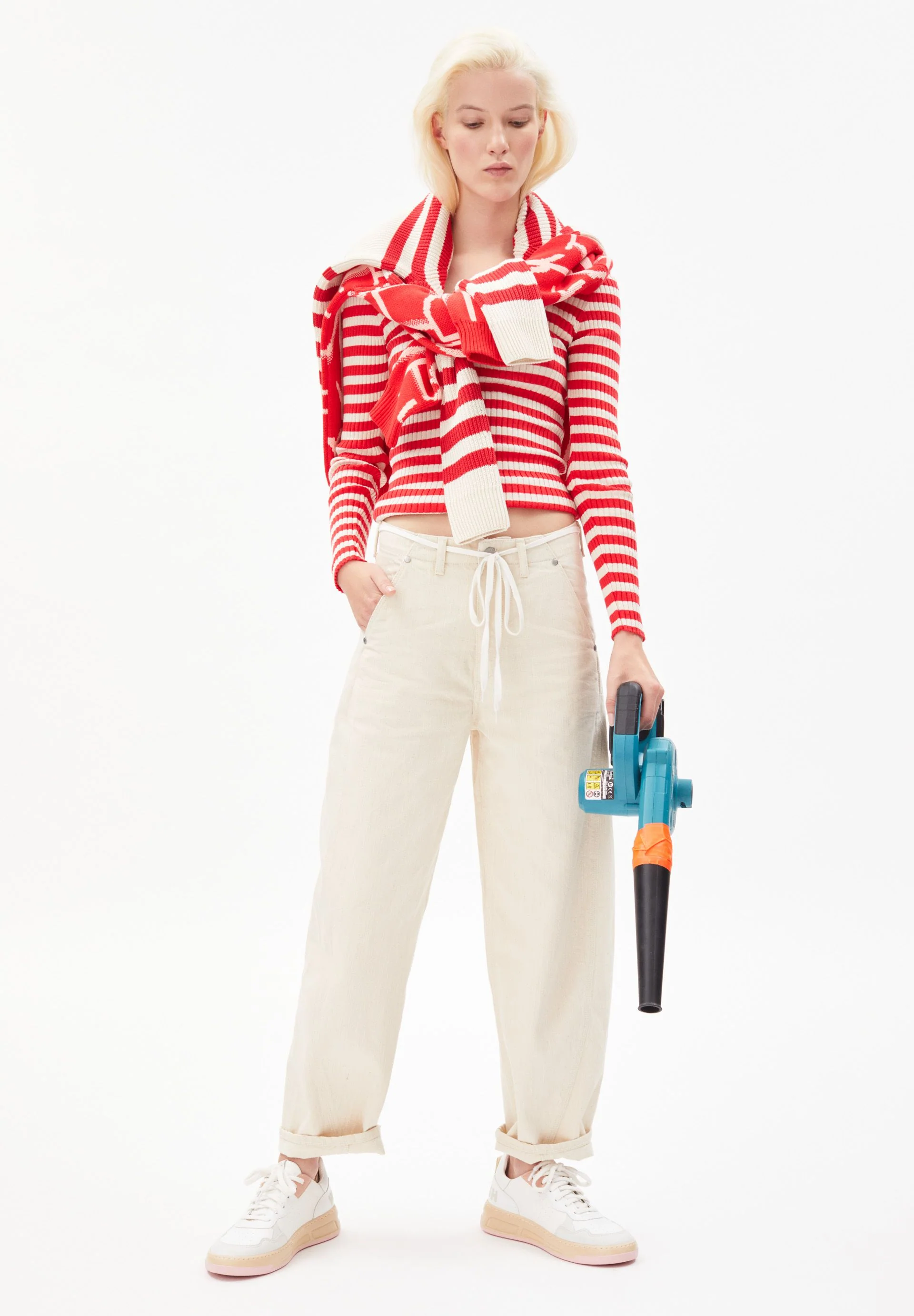 ALAANIA CREWNECK STRIPE | dark poppy-oatmilk - Image 4