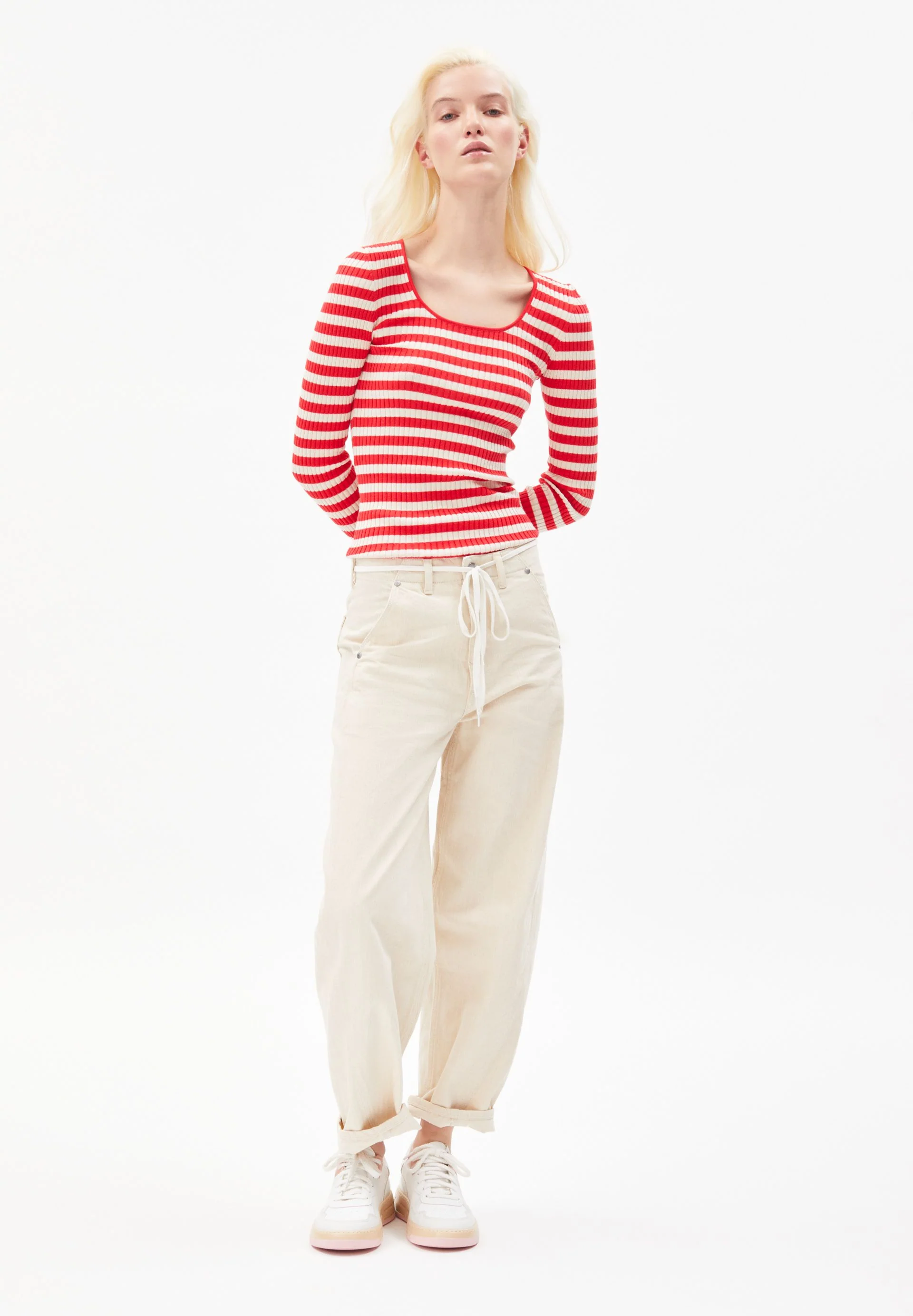 ALAANIA CREWNECK STRIPE | dark poppy-oatmilk - Image 5