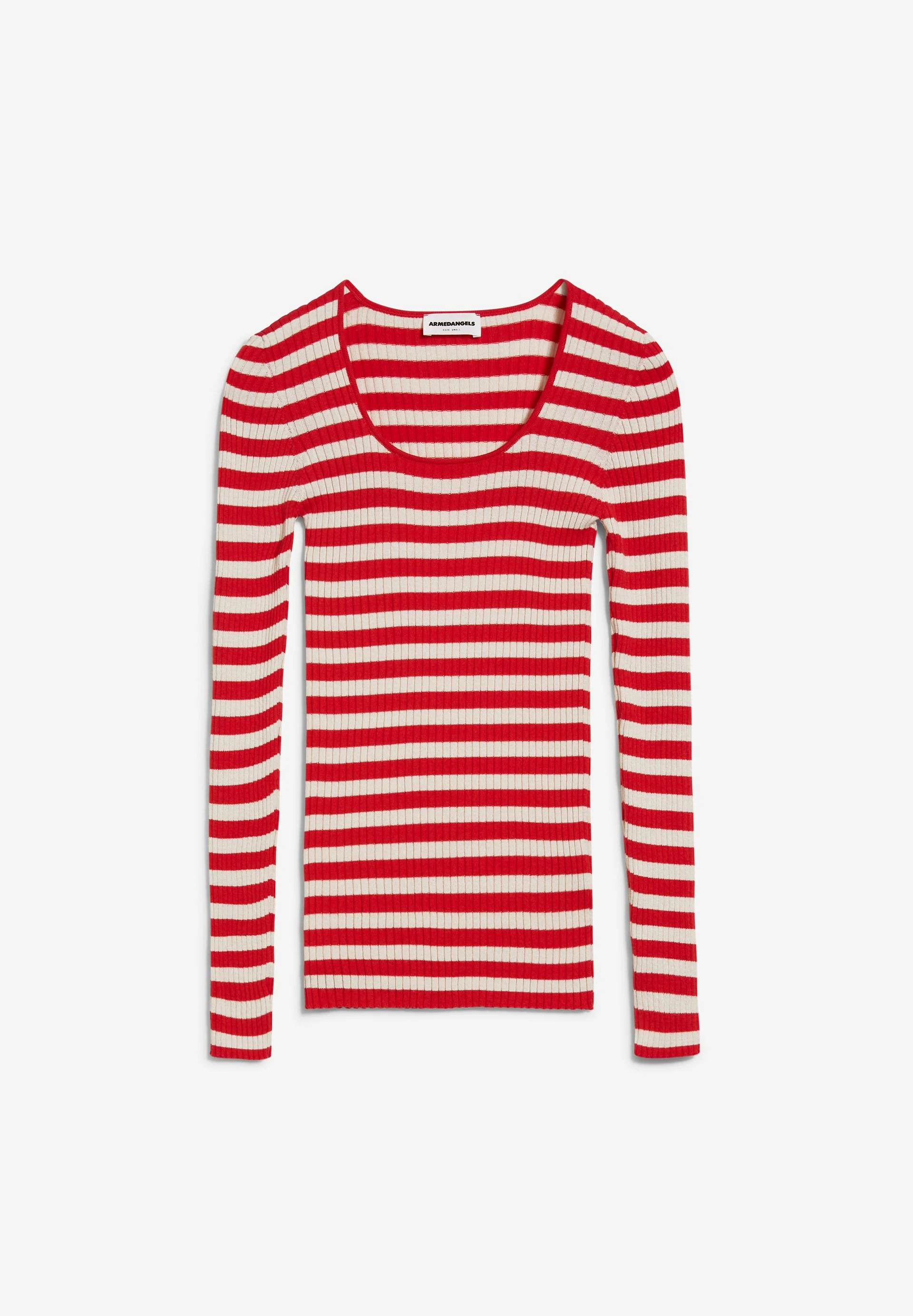 ALAANIA CREWNECK STRIPE | dark poppy-oatmilk - Image 6