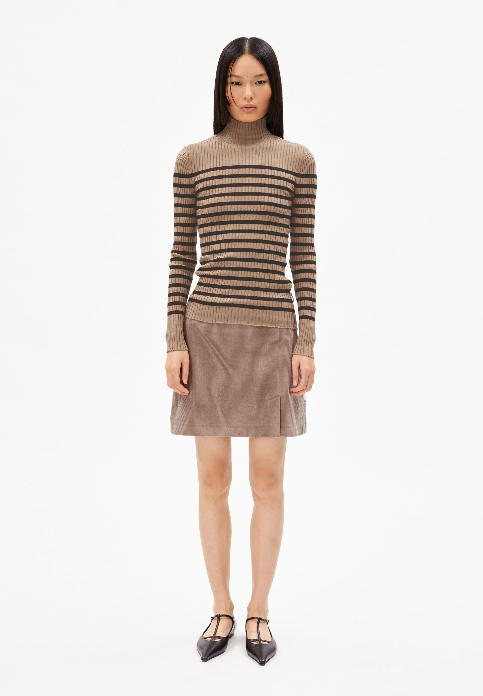 ALAANIA PLACED STRIPES | cinnamon dust-coffee - Image 5