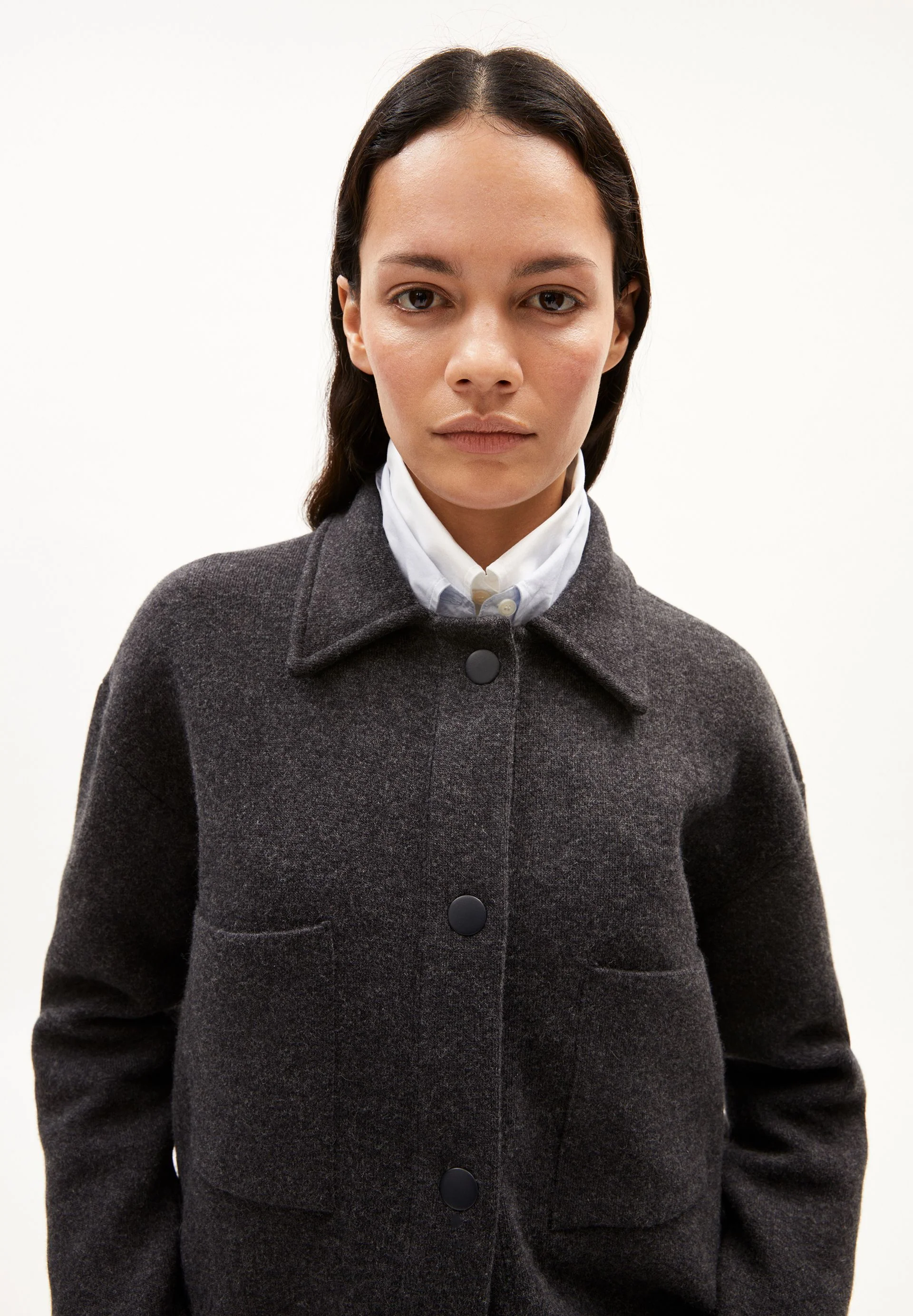 ALMARAA STRICK-OVERSHIRT | steel melange - Image 3