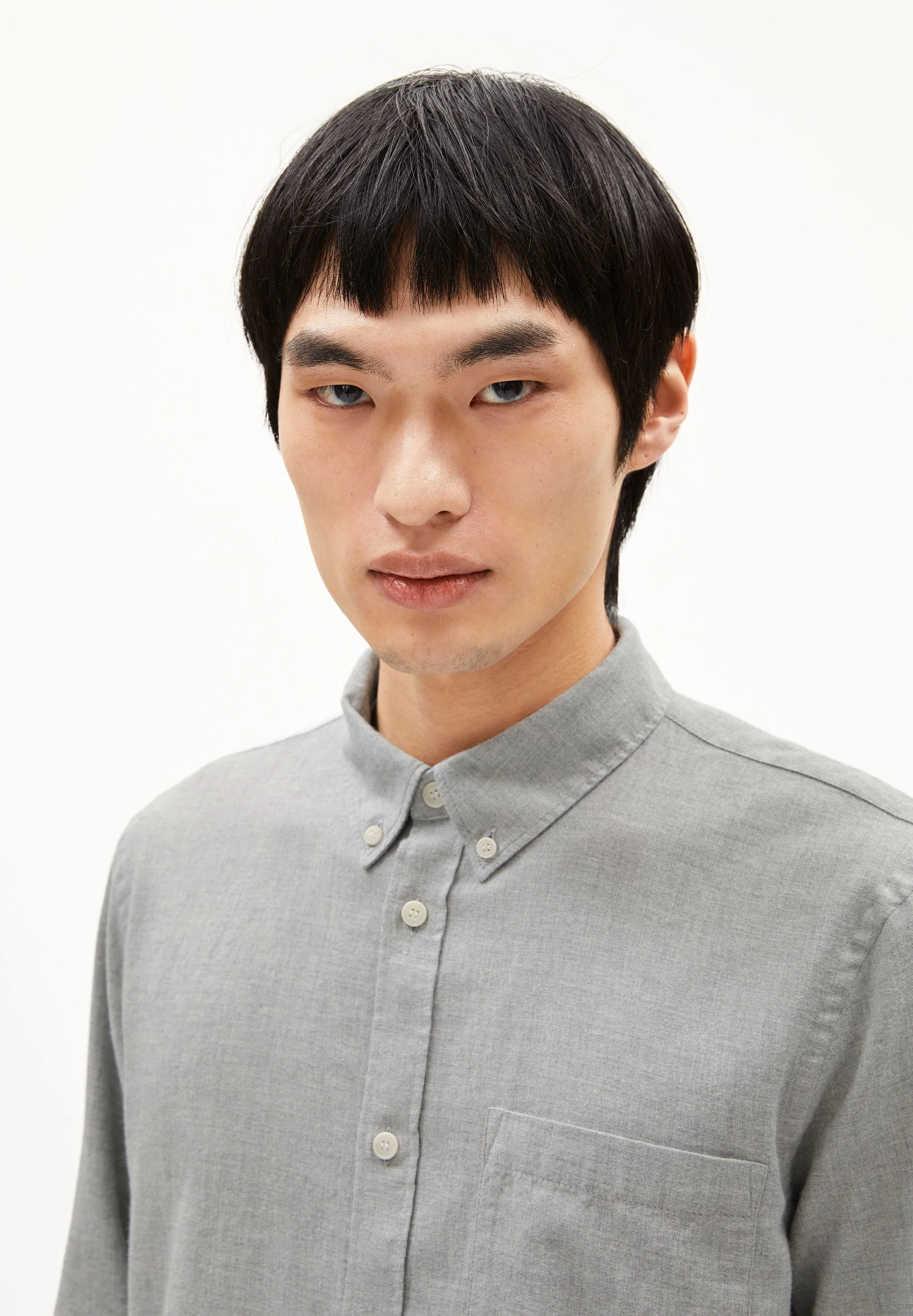 ARAAMO FLANNEL SHIRT | silver melange - Image 3