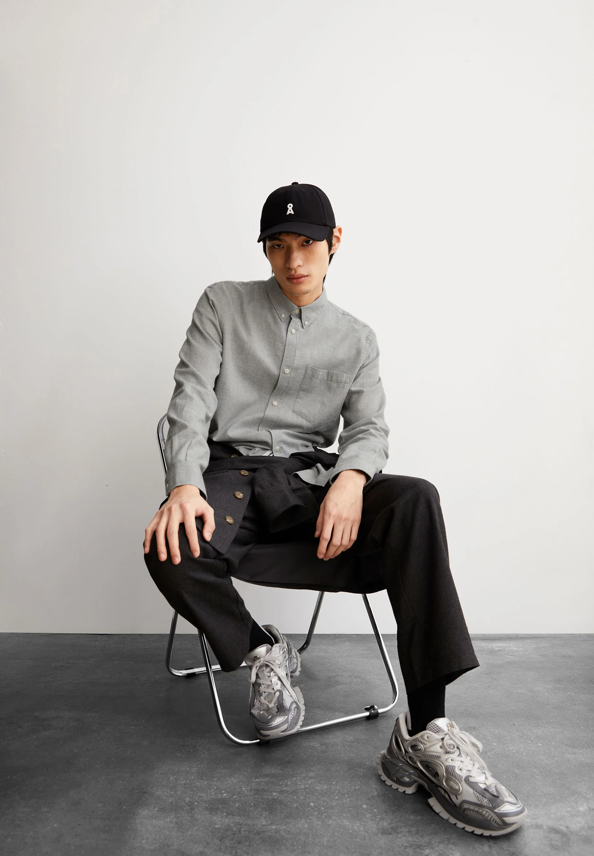 ARAAMO FLANNEL SHIRT | silver melange - Image 4