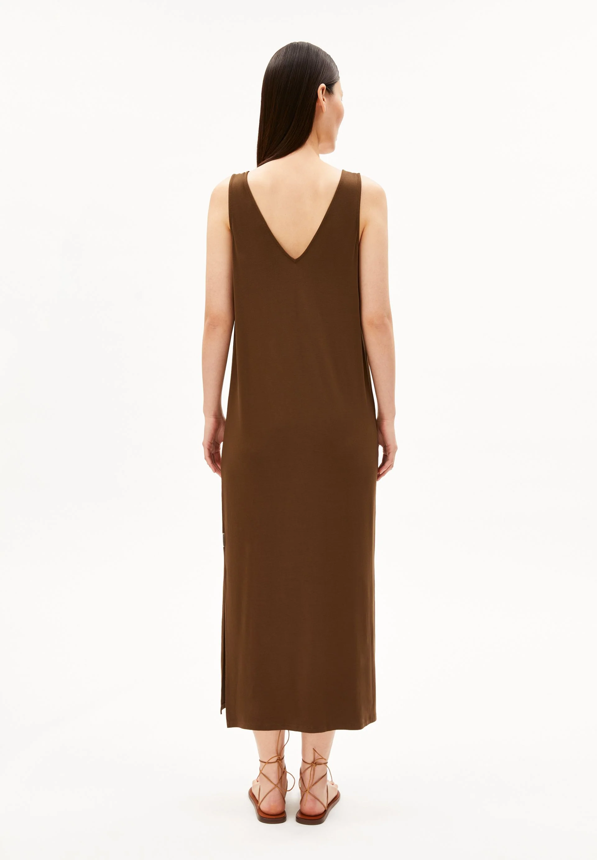 ÄRMELLOSES JERSEY-MIDI-KLEID | dried palm - Image 2
