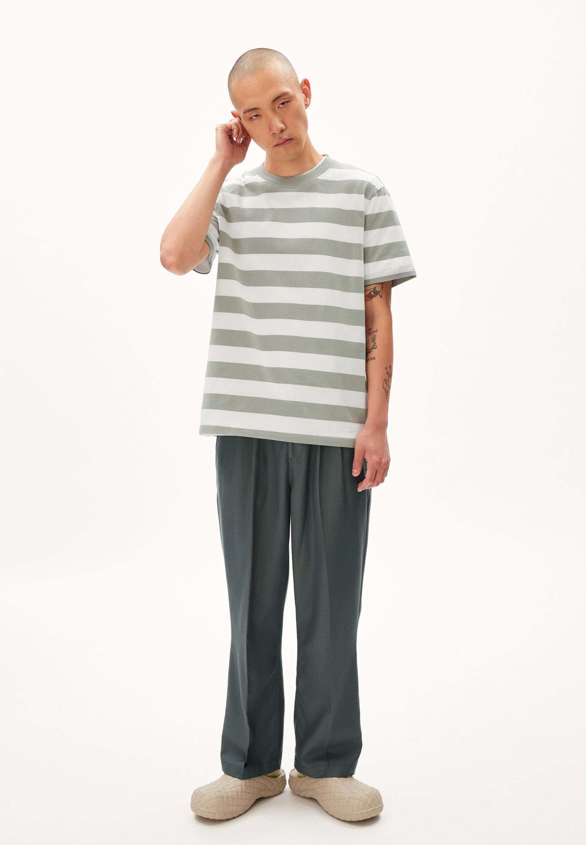 BAHAAR STRIPES | oatmilk-grey green - Image 5