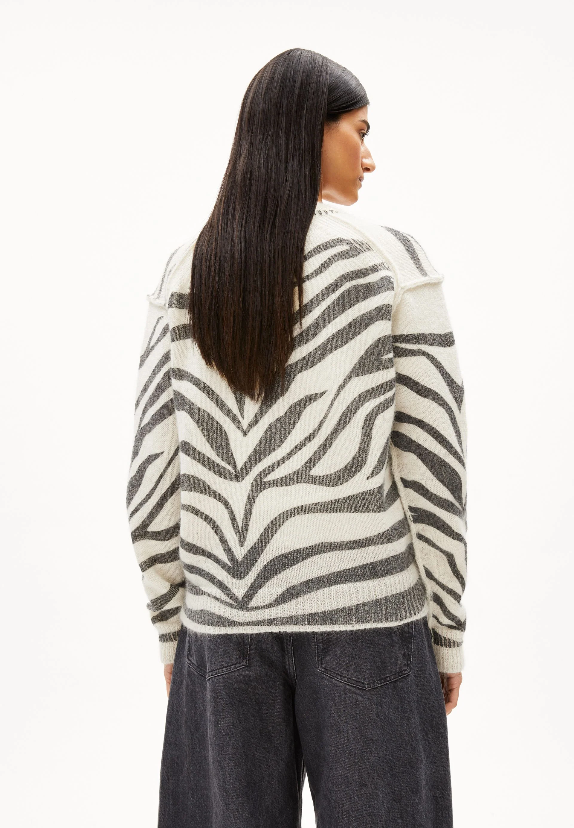 BALBAA PREMIUM ZEBRARAA STRICKPULLOVER | oatmilk-black - Image 2