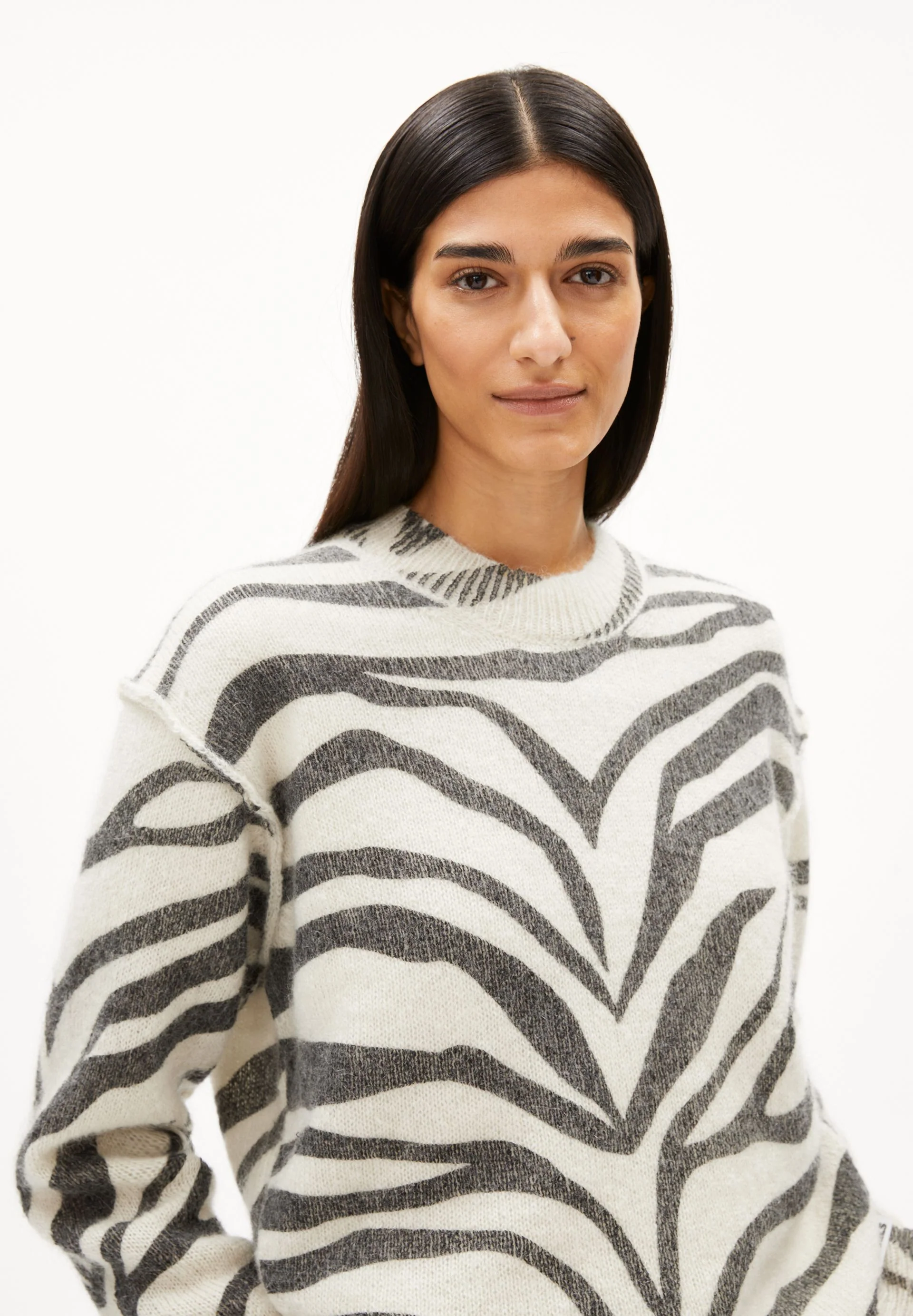 BALBAA PREMIUM ZEBRARAA STRICKPULLOVER | oatmilk-black - Image 3