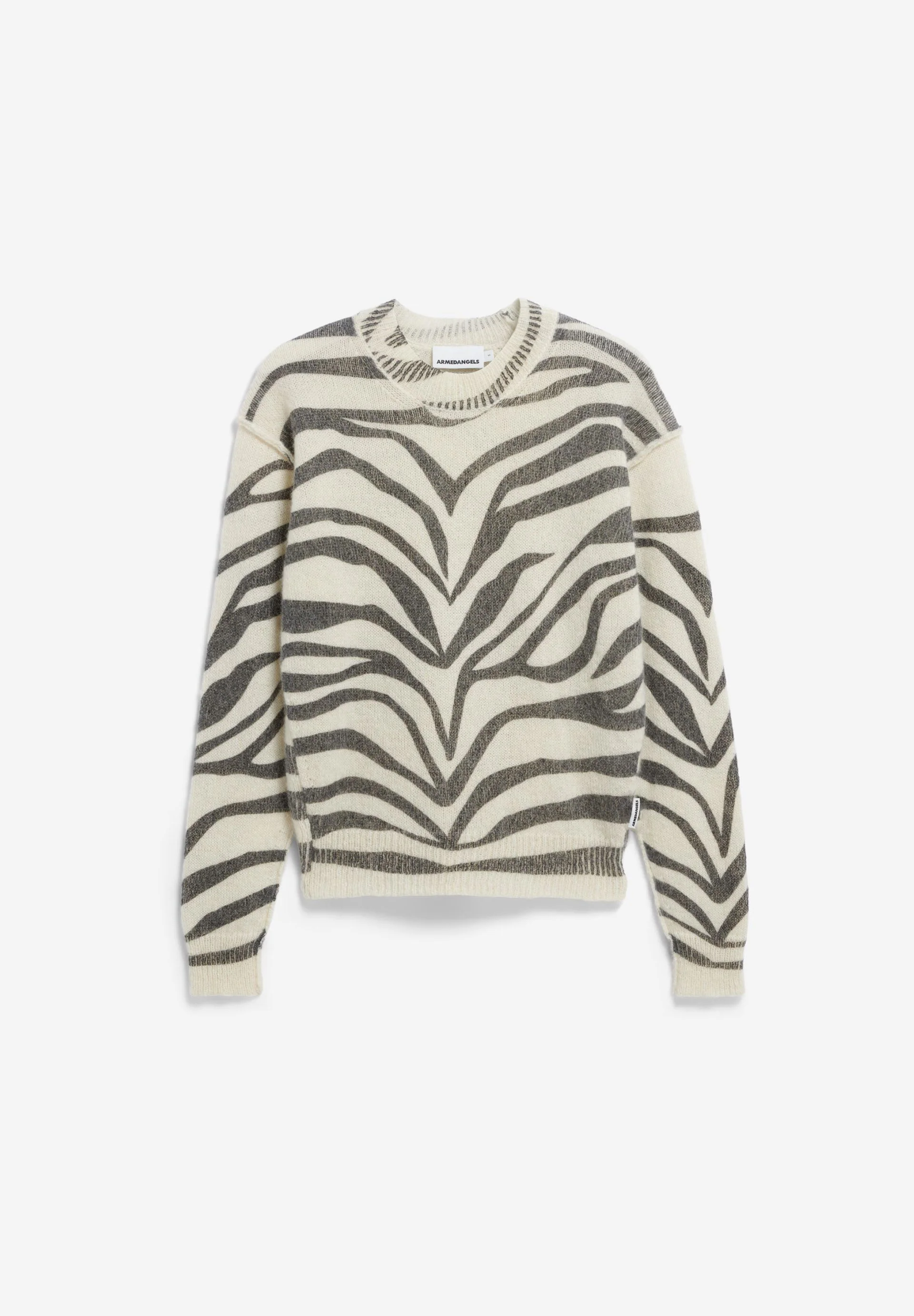 BALBAA PREMIUM ZEBRARAA STRICKPULLOVER | oatmilk-black - Image 6