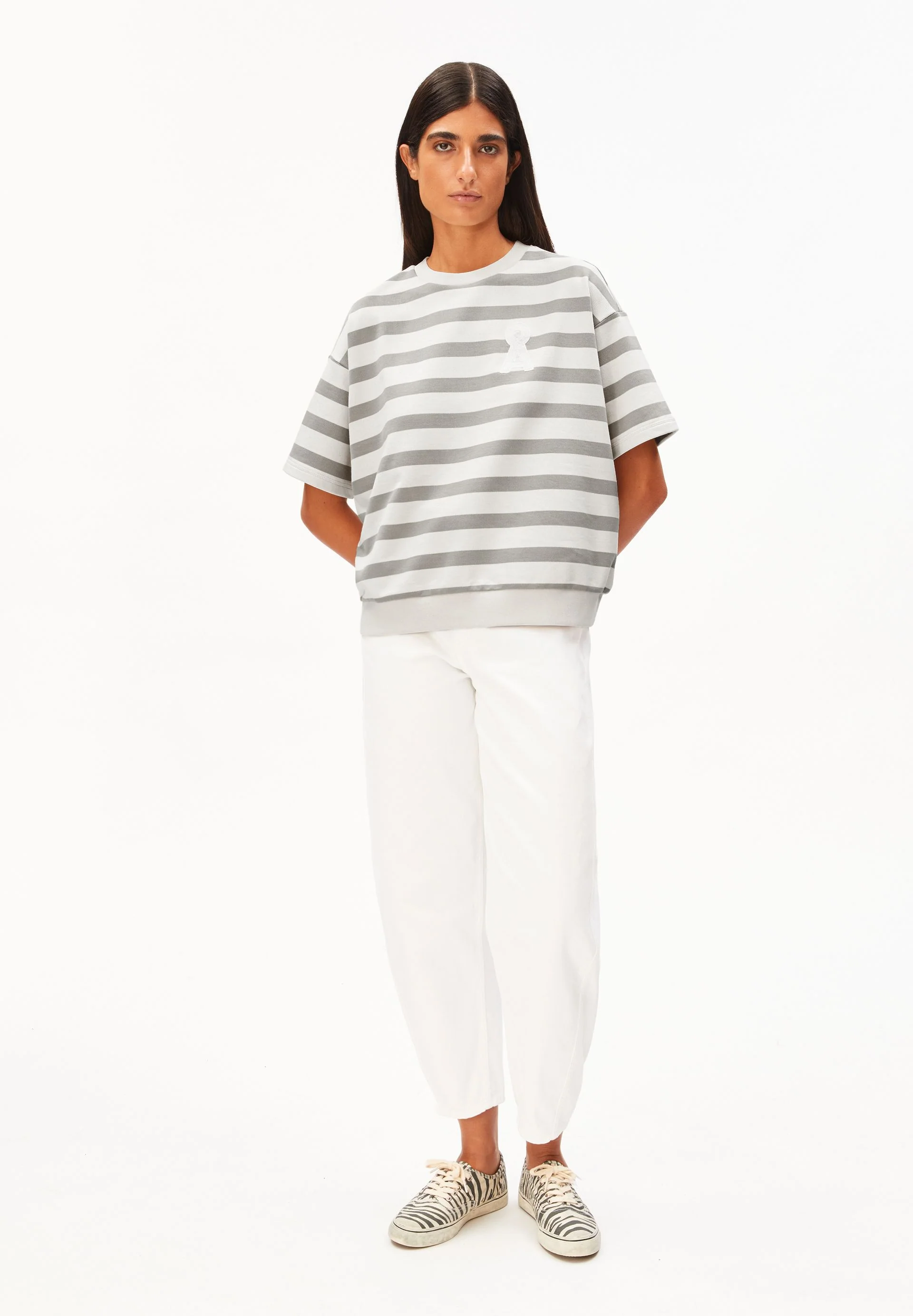 BAMIKAA  GESTREIFTES SWEATSHIRT | undyed-seal grey - Image 5