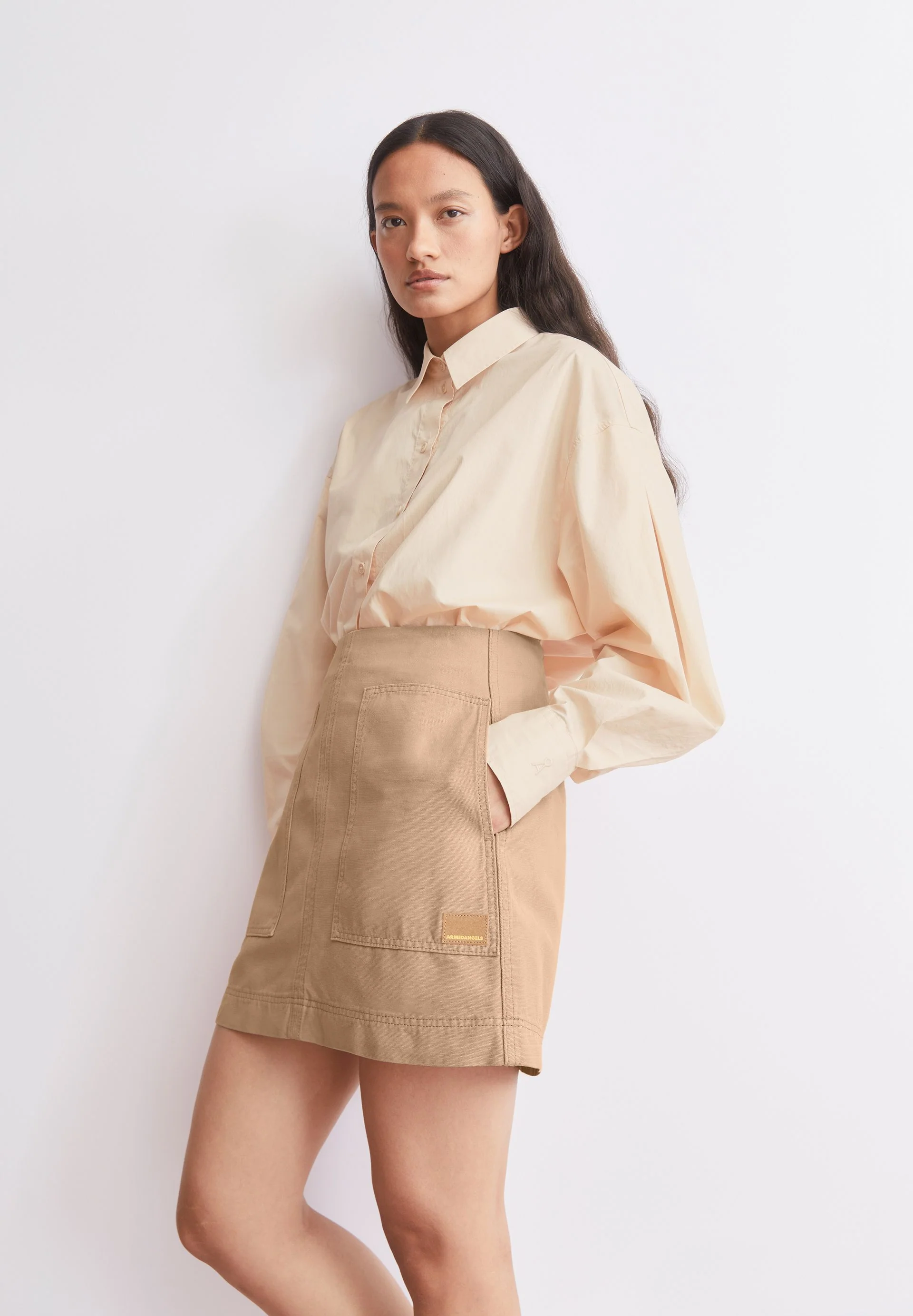 POPLINBLUSE BARREL-ÄRMEL | pale peach - Image 4