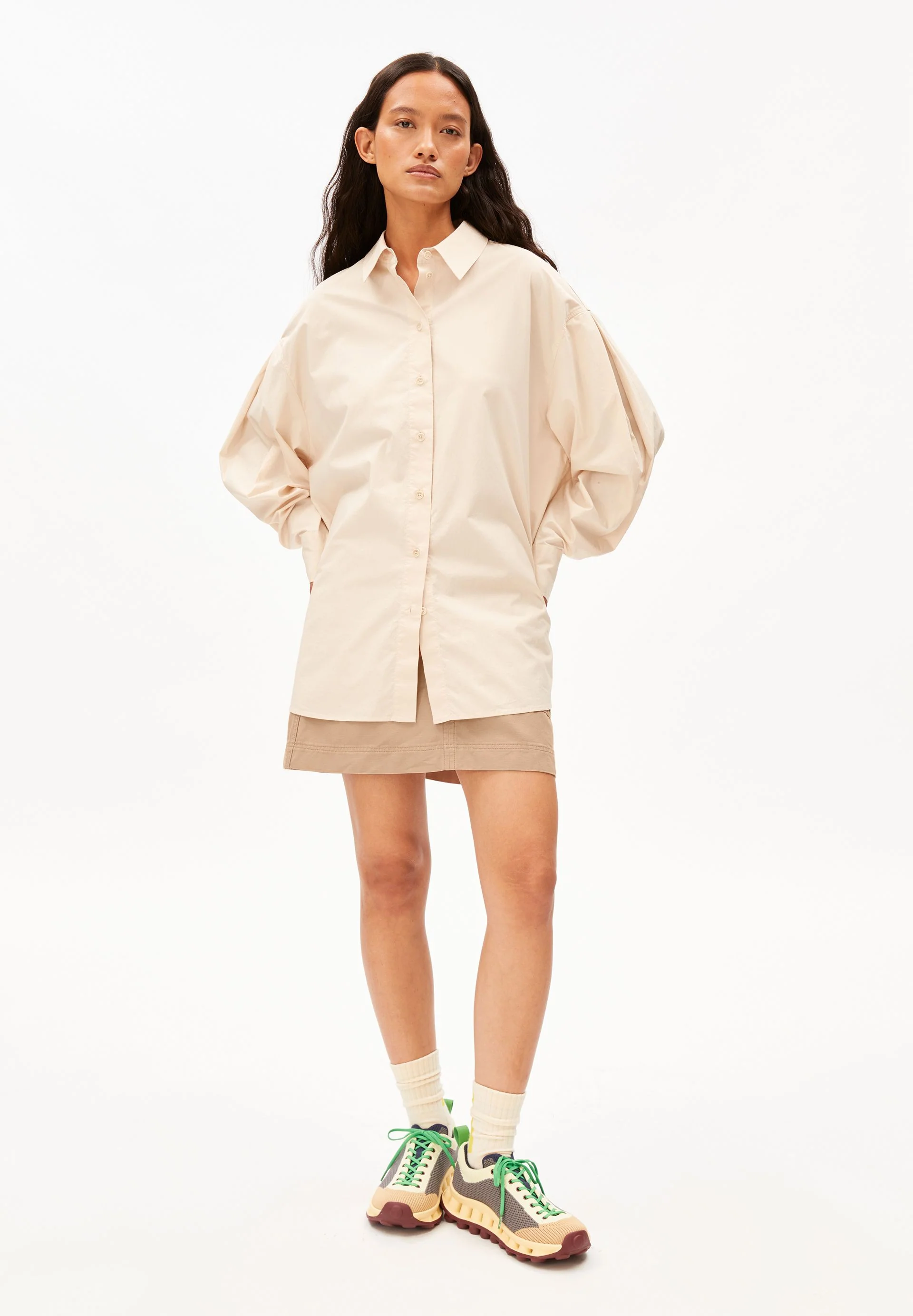 POPLINBLUSE BARREL-ÄRMEL | pale peach - Image 5