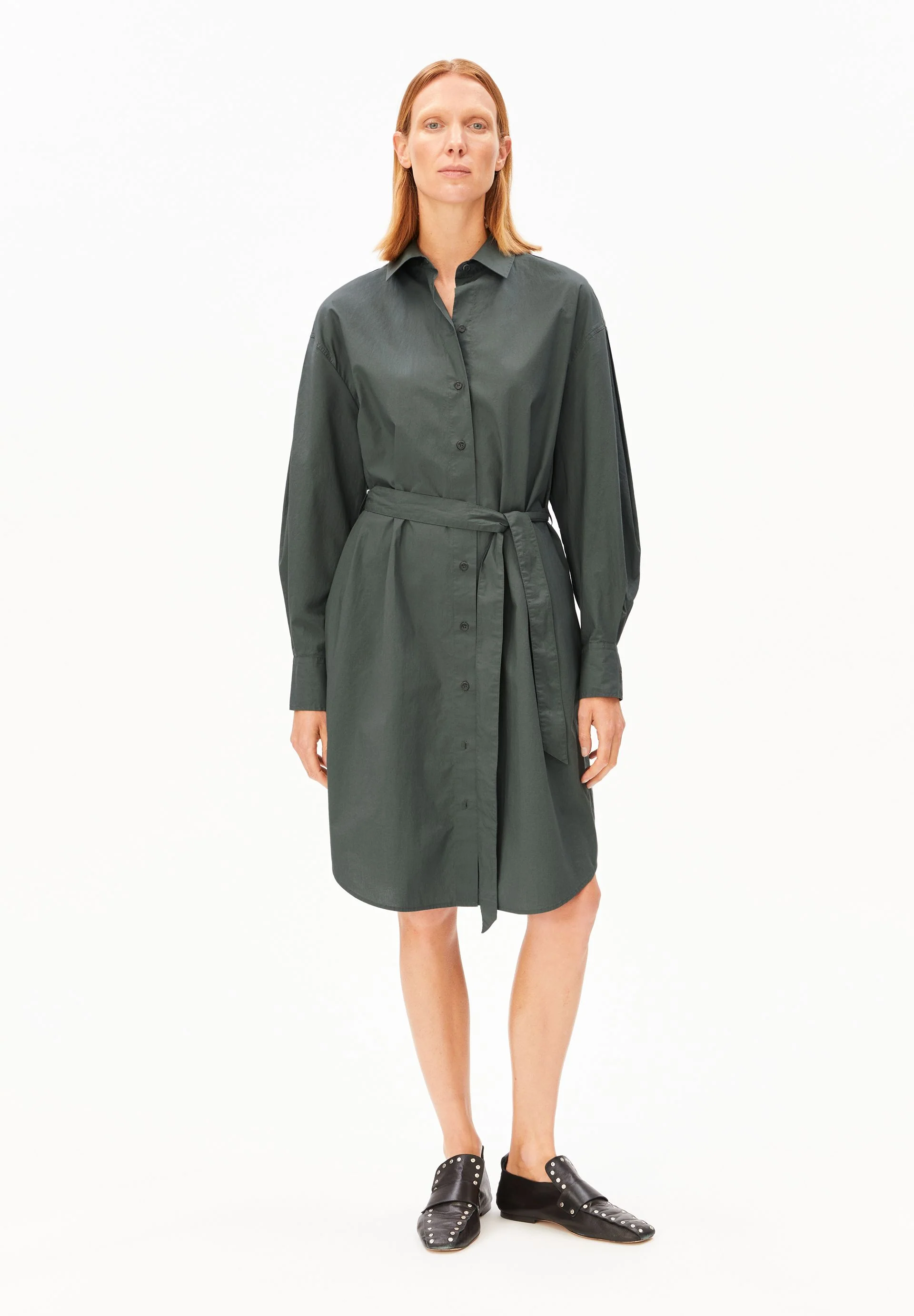 BARREL POPLIN KLEID | space steel - Image 5