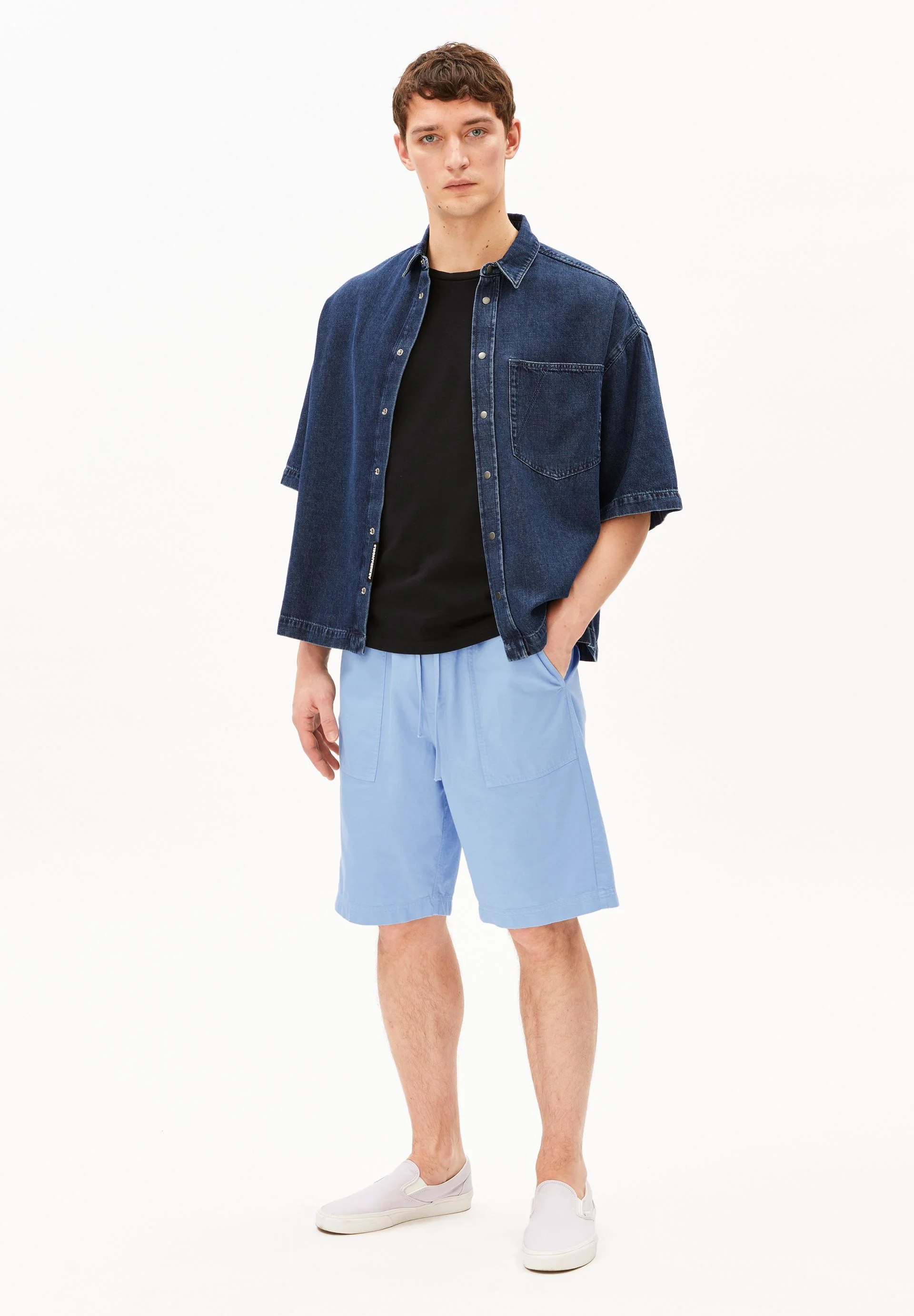 BAUMWOLL-LEINEN SHORTS | wedgwood - Image 5