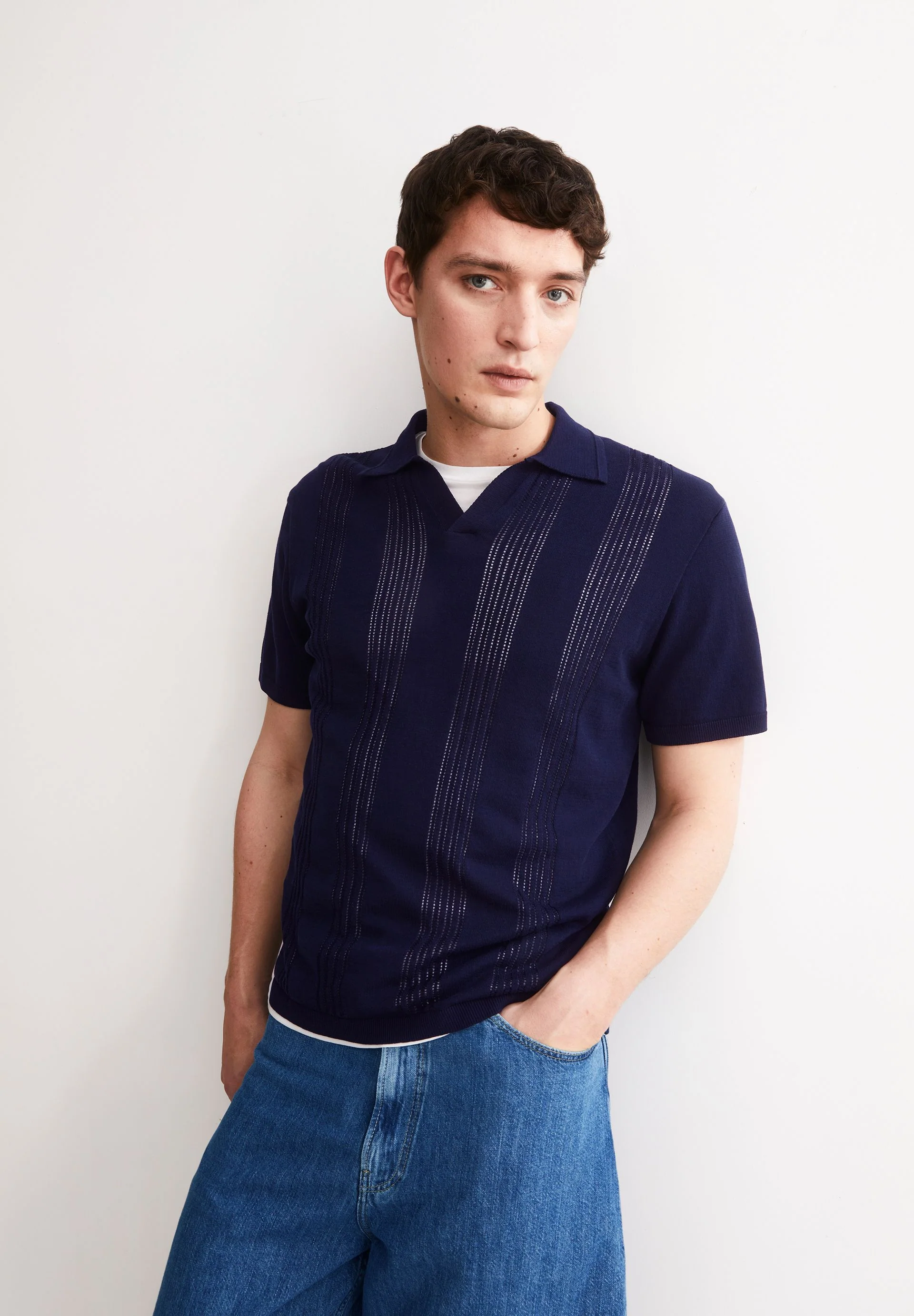 BAUMWOLL-STRICKPOLOSHIRT | tinted navy - Image 4