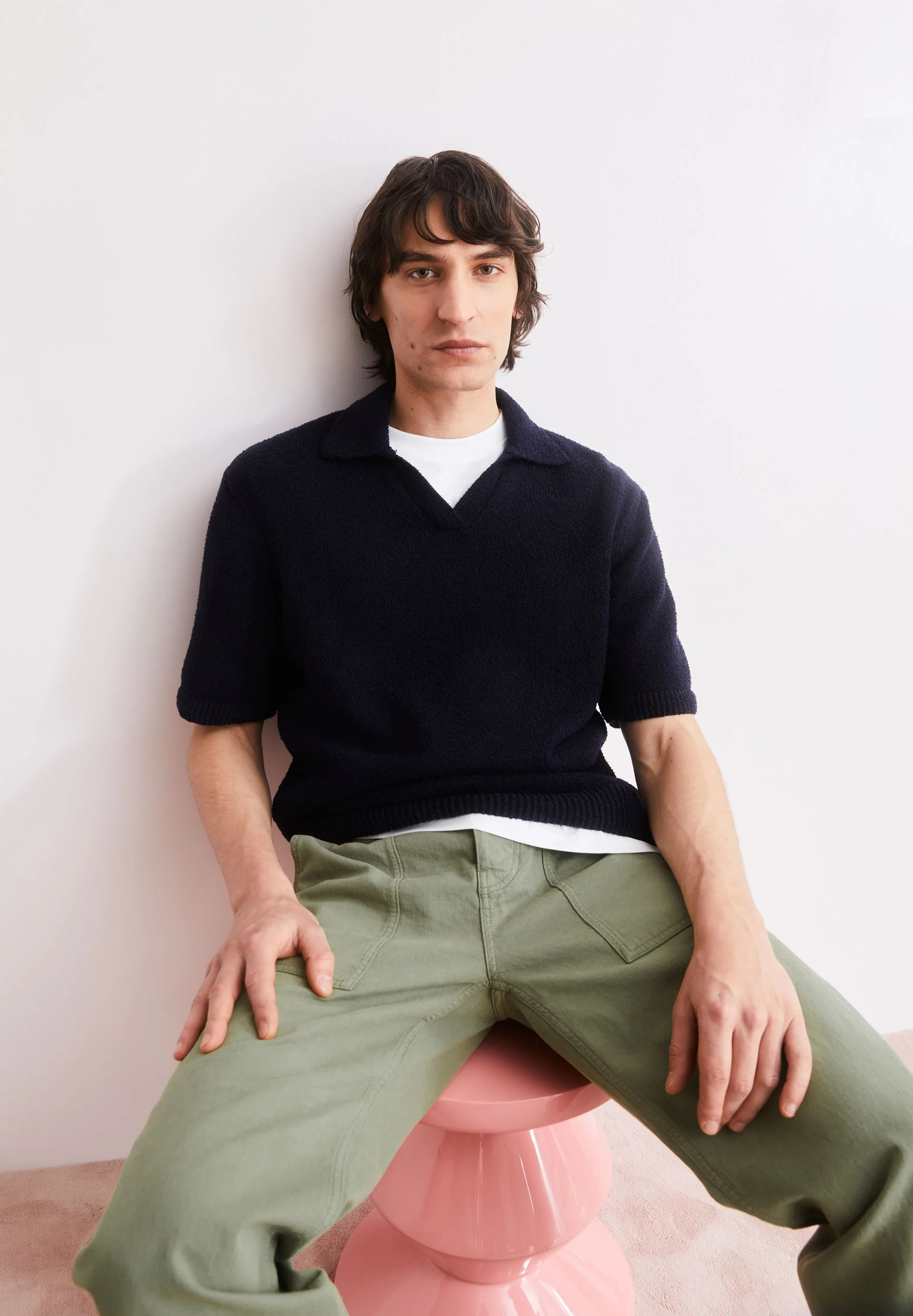 BOUCLE STRICKPOLOSHIRT | night sky - Image 4