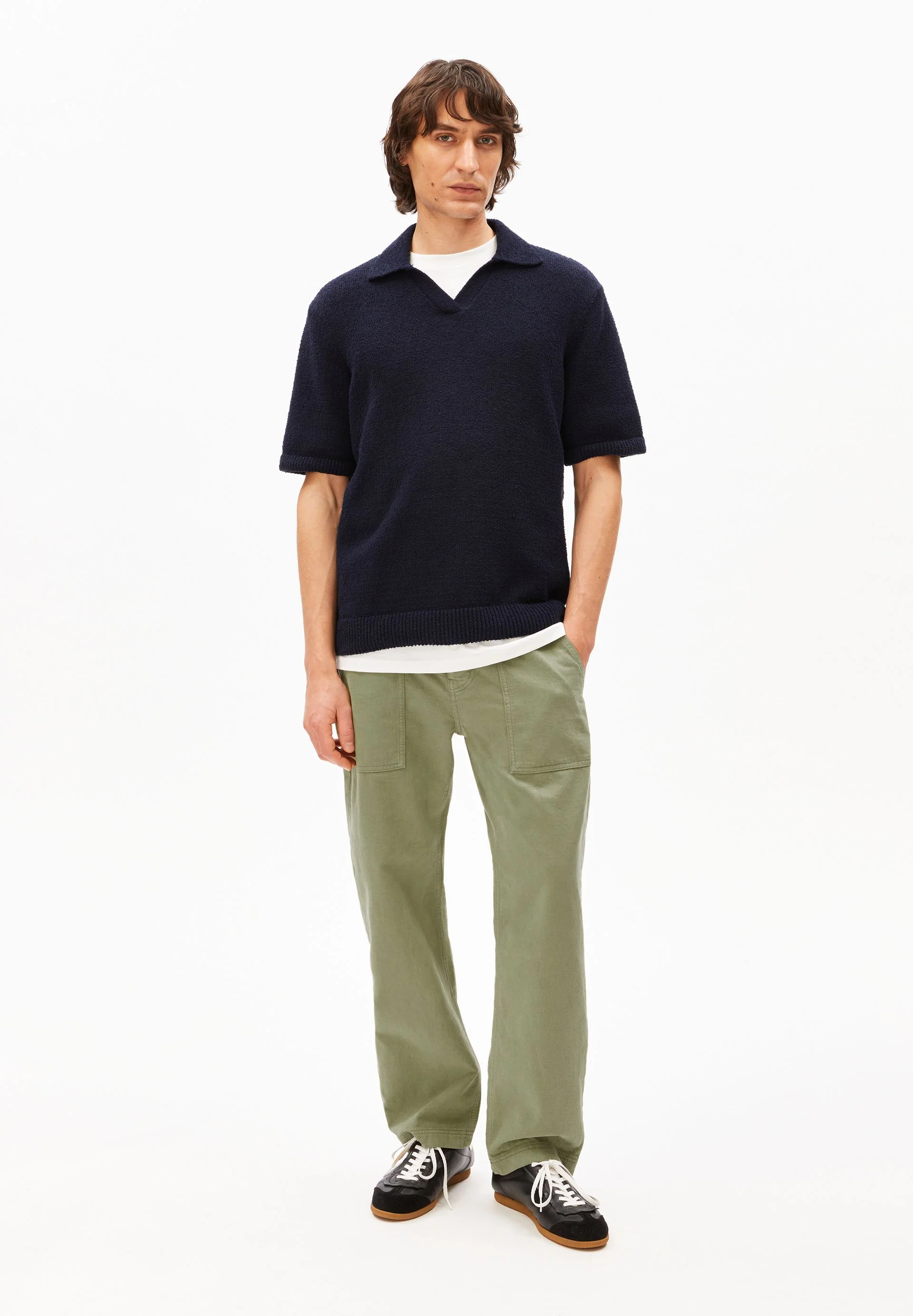 BOUCLE STRICKPOLOSHIRT | night sky - Image 5