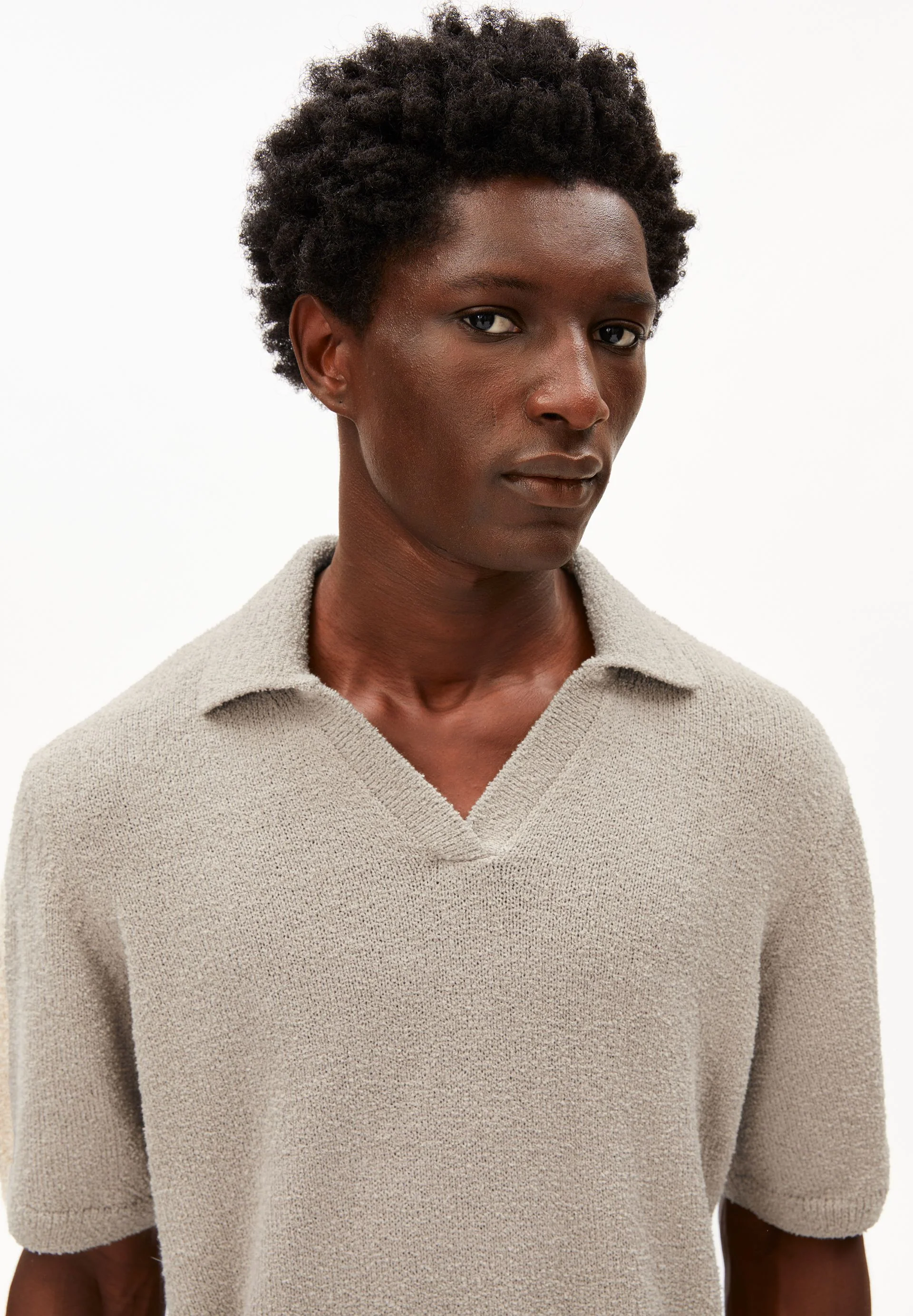 BOUCLE STRICKPOLOSHIRT | sandstone - Image 3