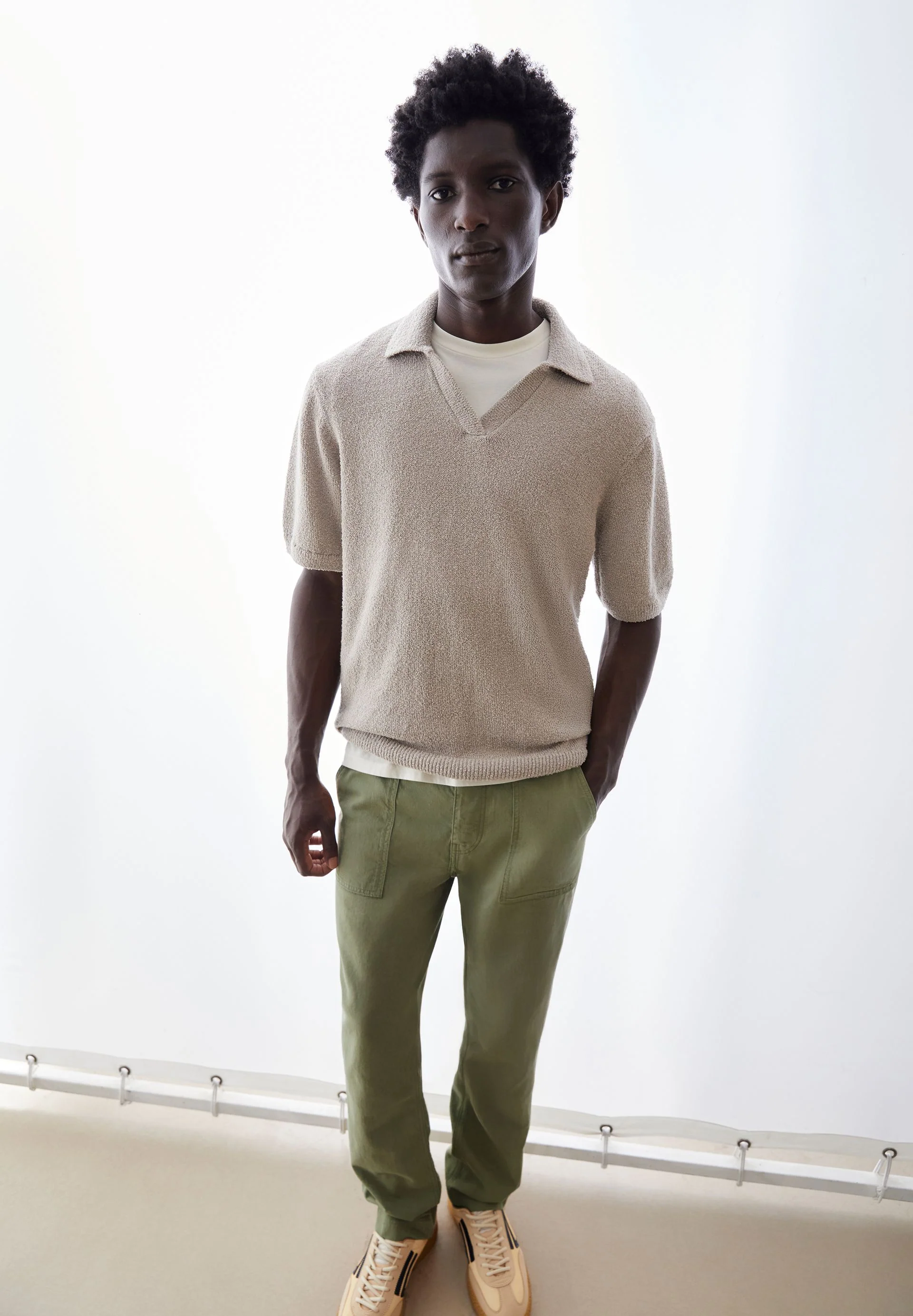 BOUCLE STRICKPOLOSHIRT | sandstone - Image 4