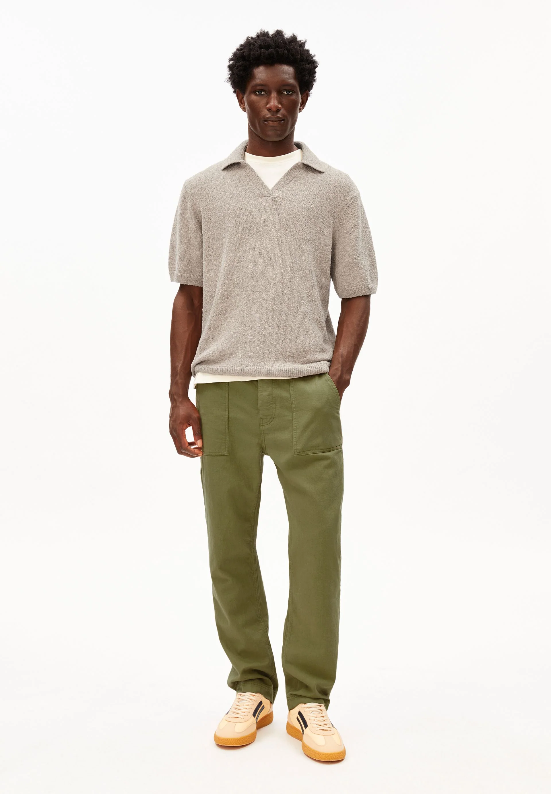 BOUCLE STRICKPOLOSHIRT | sandstone - Image 5