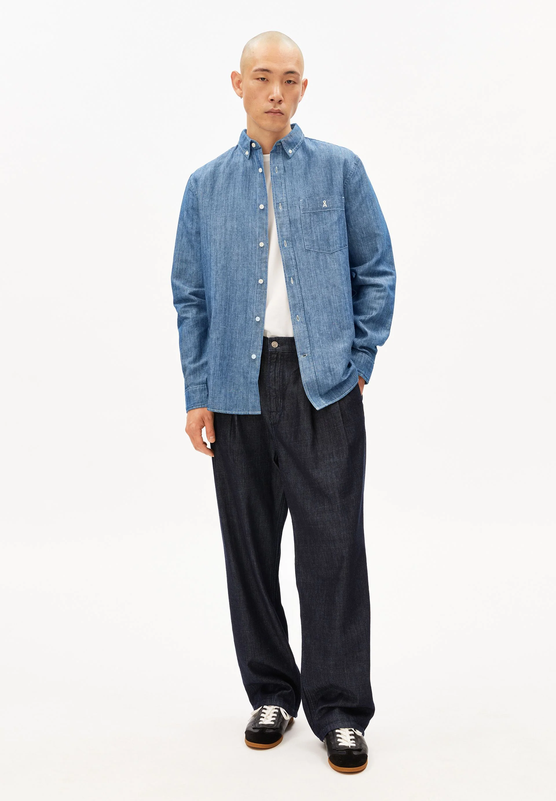 CHAMBRAY-LEINEN LANGARMHEMD | esla - Image 5