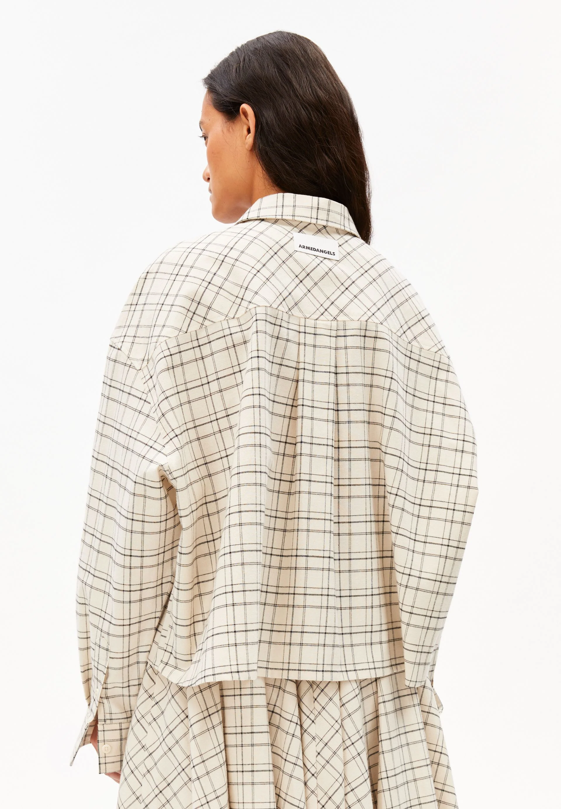 KARIERTE BOXY BLUSE | oatmilk-black - Image 2