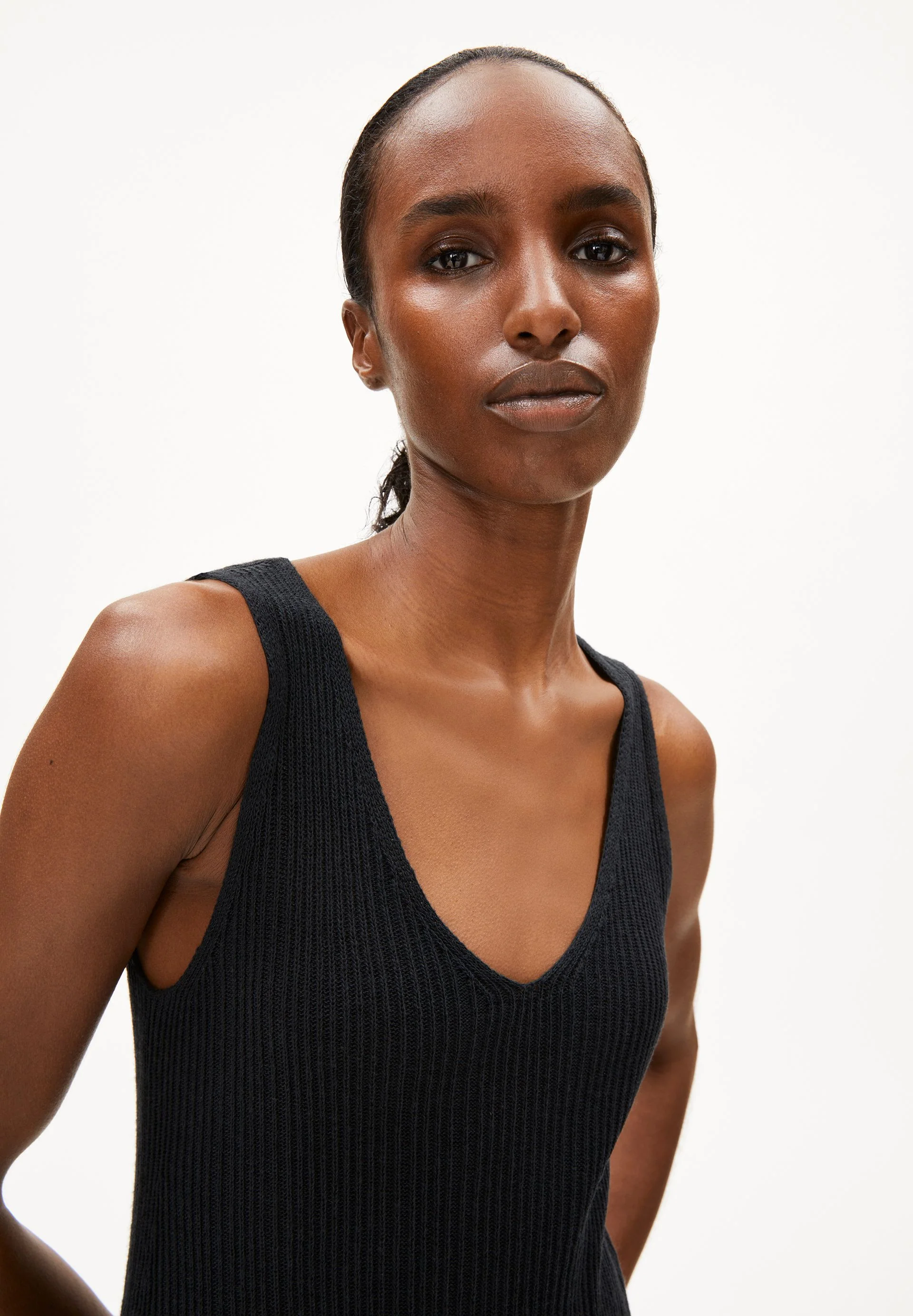 LEINEN-MIX STRICKKLEID | black - Image 3