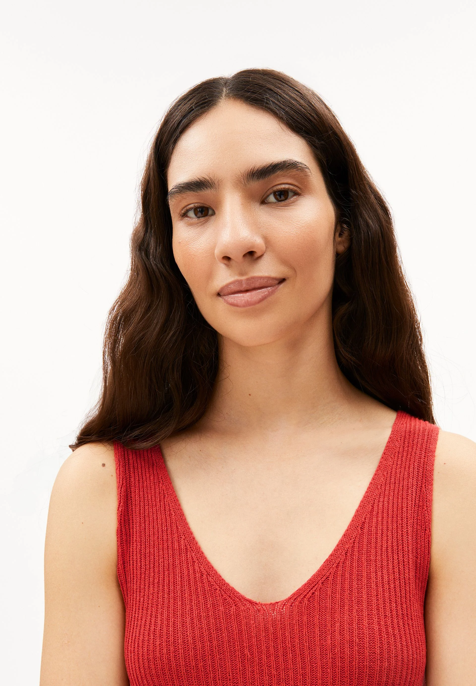 LEINEN-MIX STRICKKLEID | coral blush - Image 3