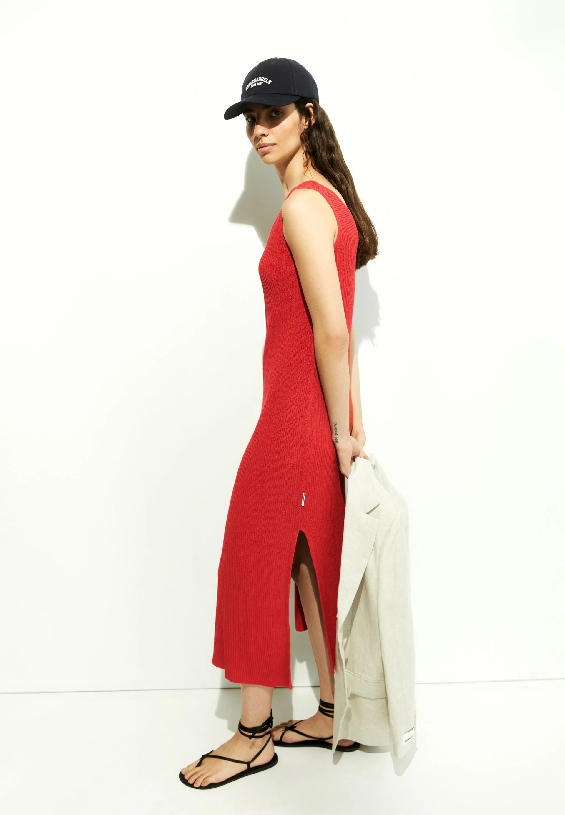 LEINEN-MIX STRICKKLEID | coral blush - Image 4