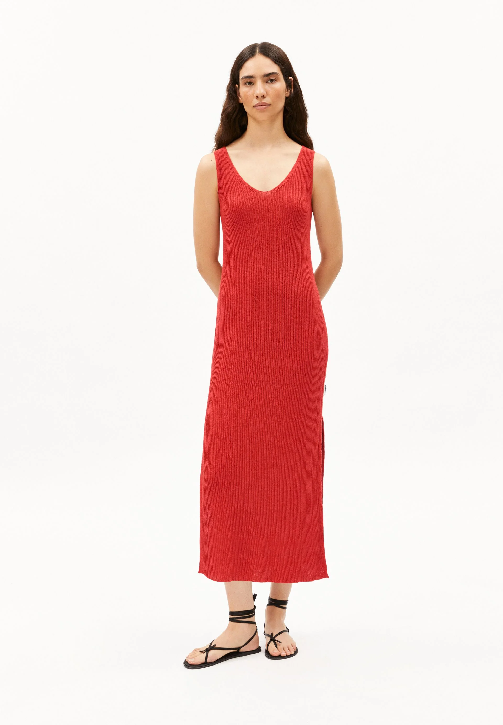 LEINEN-MIX STRICKKLEID | coral blush - Image 5