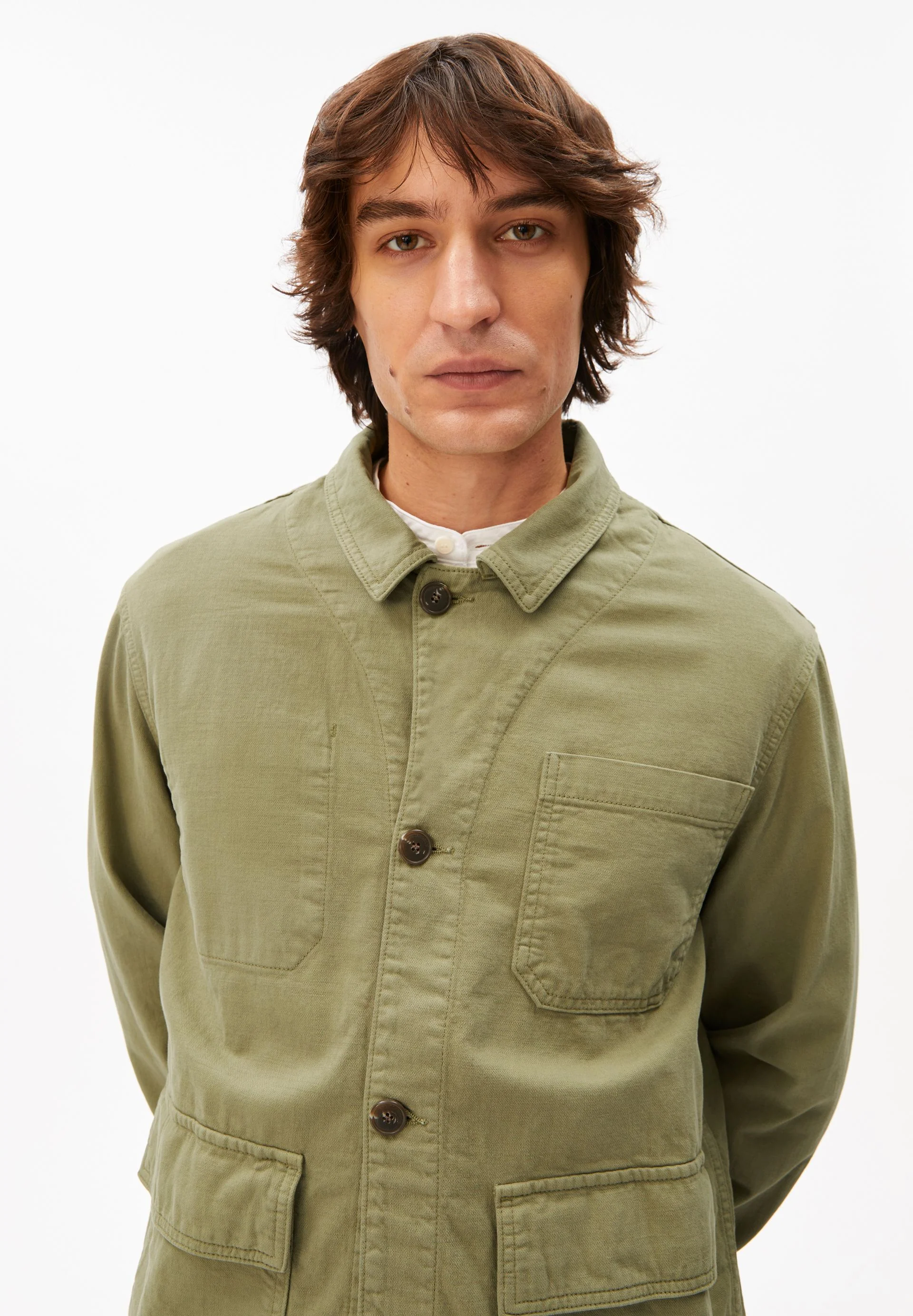 BAUMWOLL-LEINEN-JACKE | fatigue green - Image 3