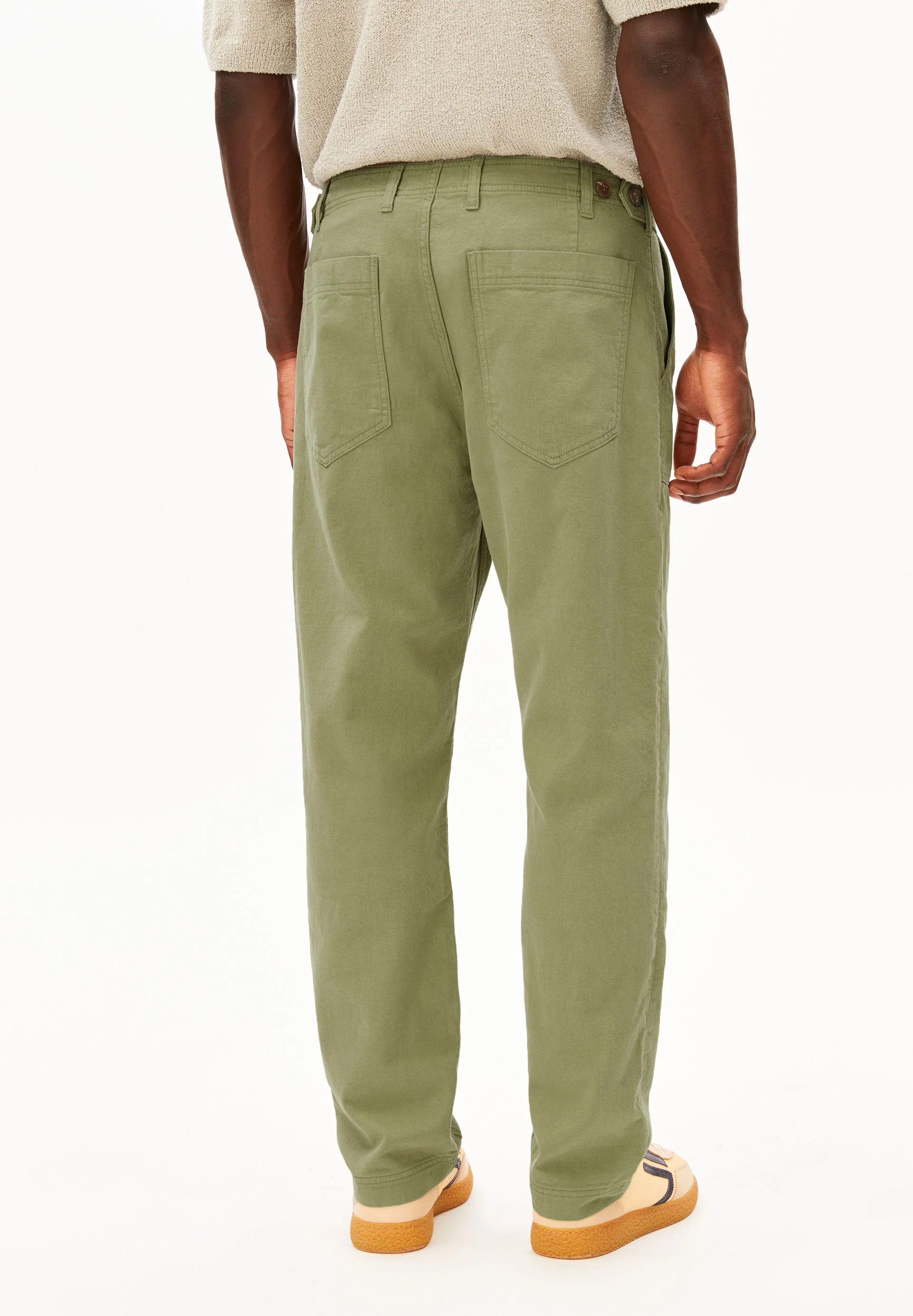 BAUMWOLLL-LEINEN-HOSE | fatigue green - Image 2