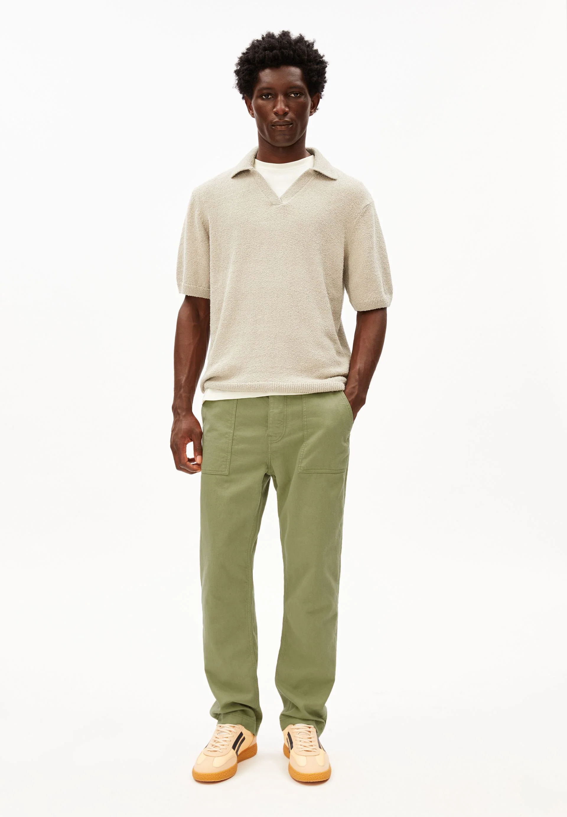 BAUMWOLLL-LEINEN-HOSE | fatigue green - Image 5