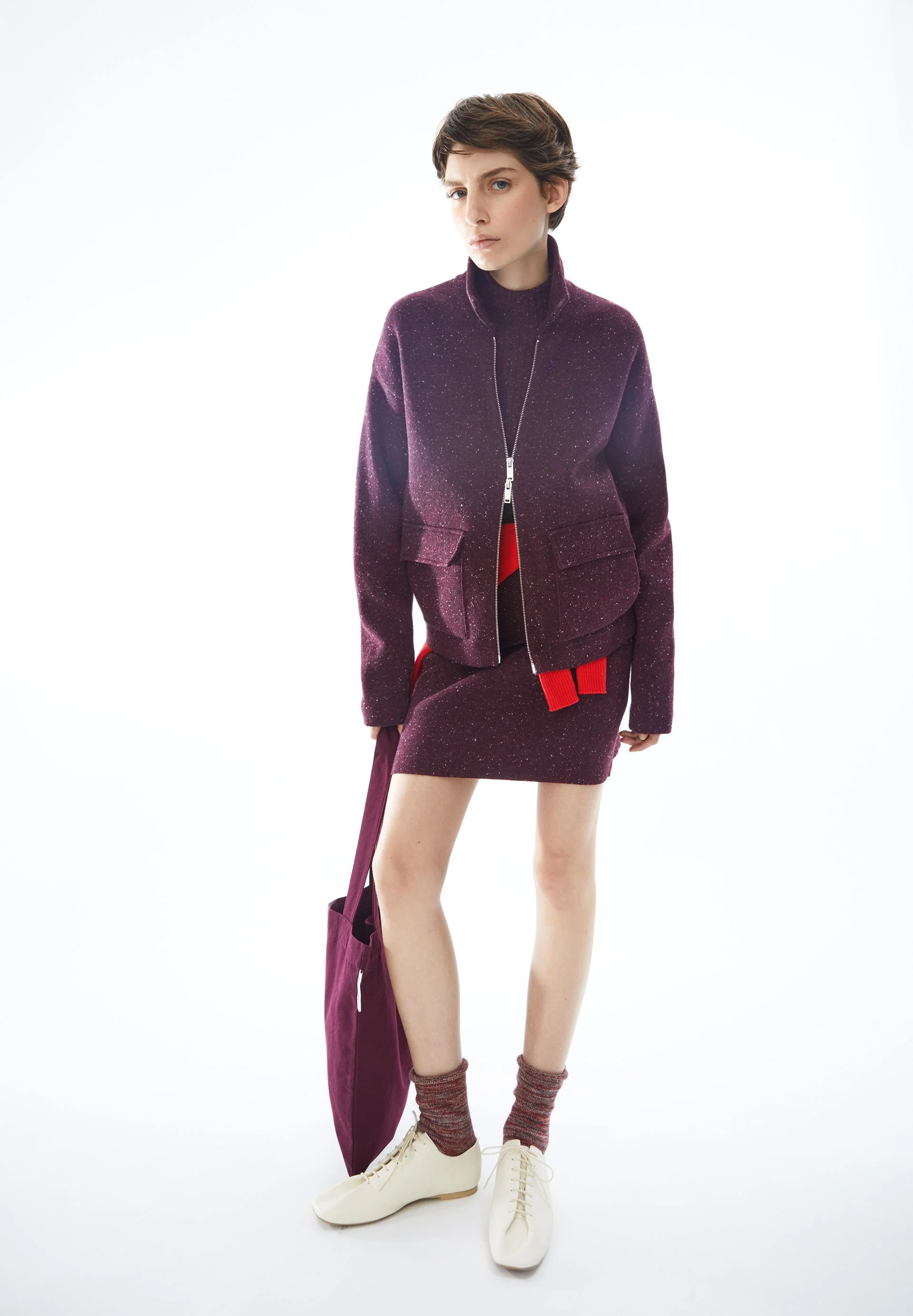 DOROTHEAA TWEED JACKE | dark cranberry - Image 4