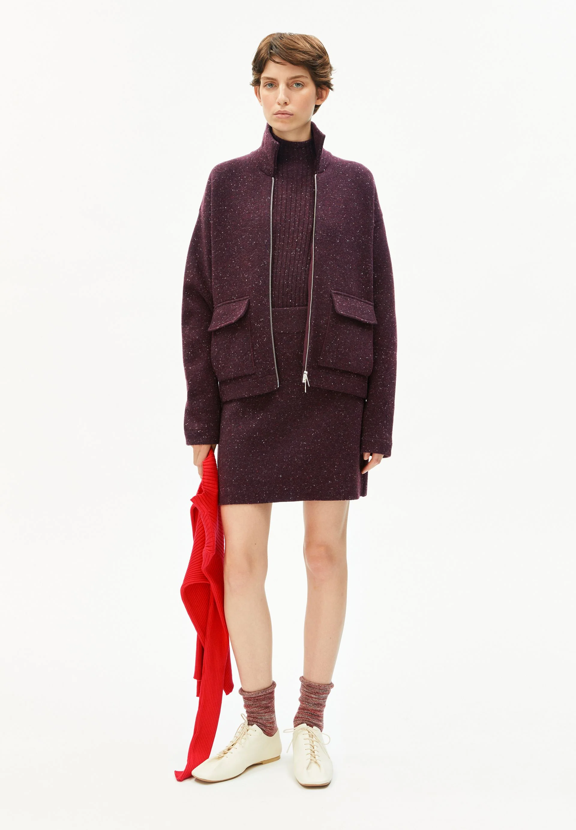 DOROTHEAA TWEED JACKE | dark cranberry - Image 5