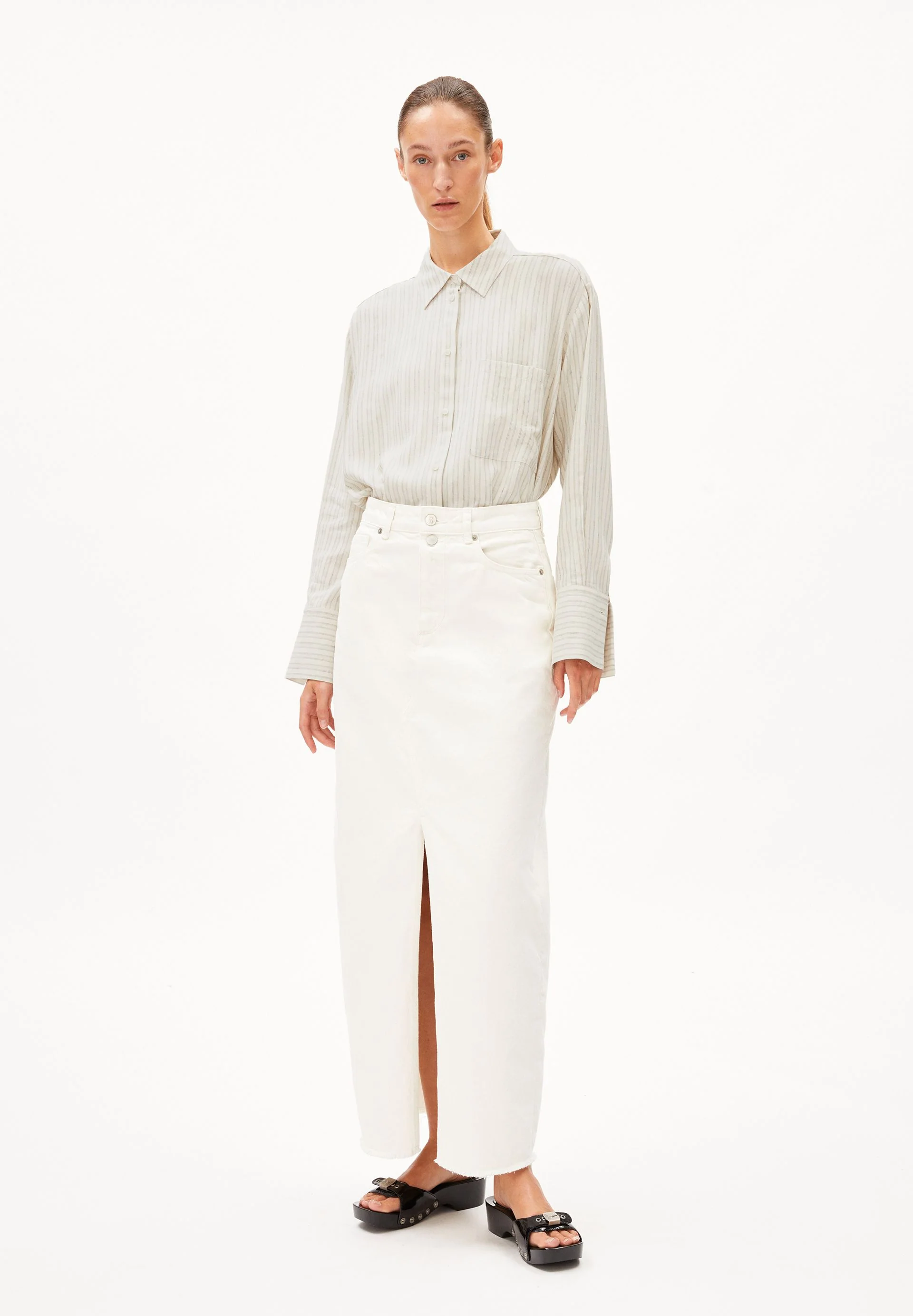 EASSAAL LINO STRIPES | oatmilk-light matcha - Image 5