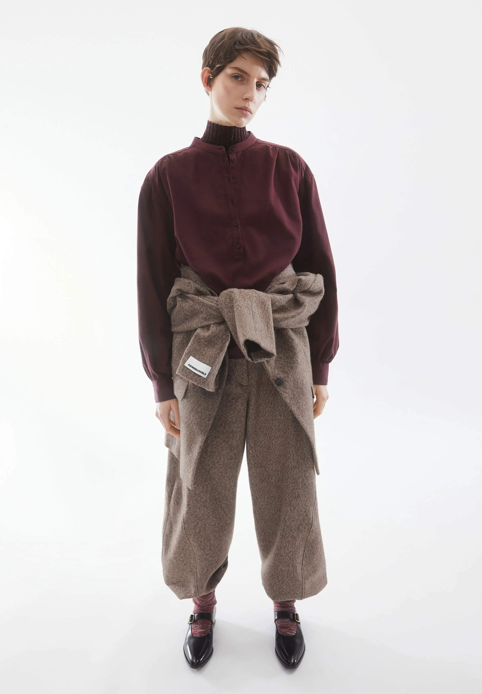 EFINARAA BRUSHED BLUSE | dark cranberry - Image 4