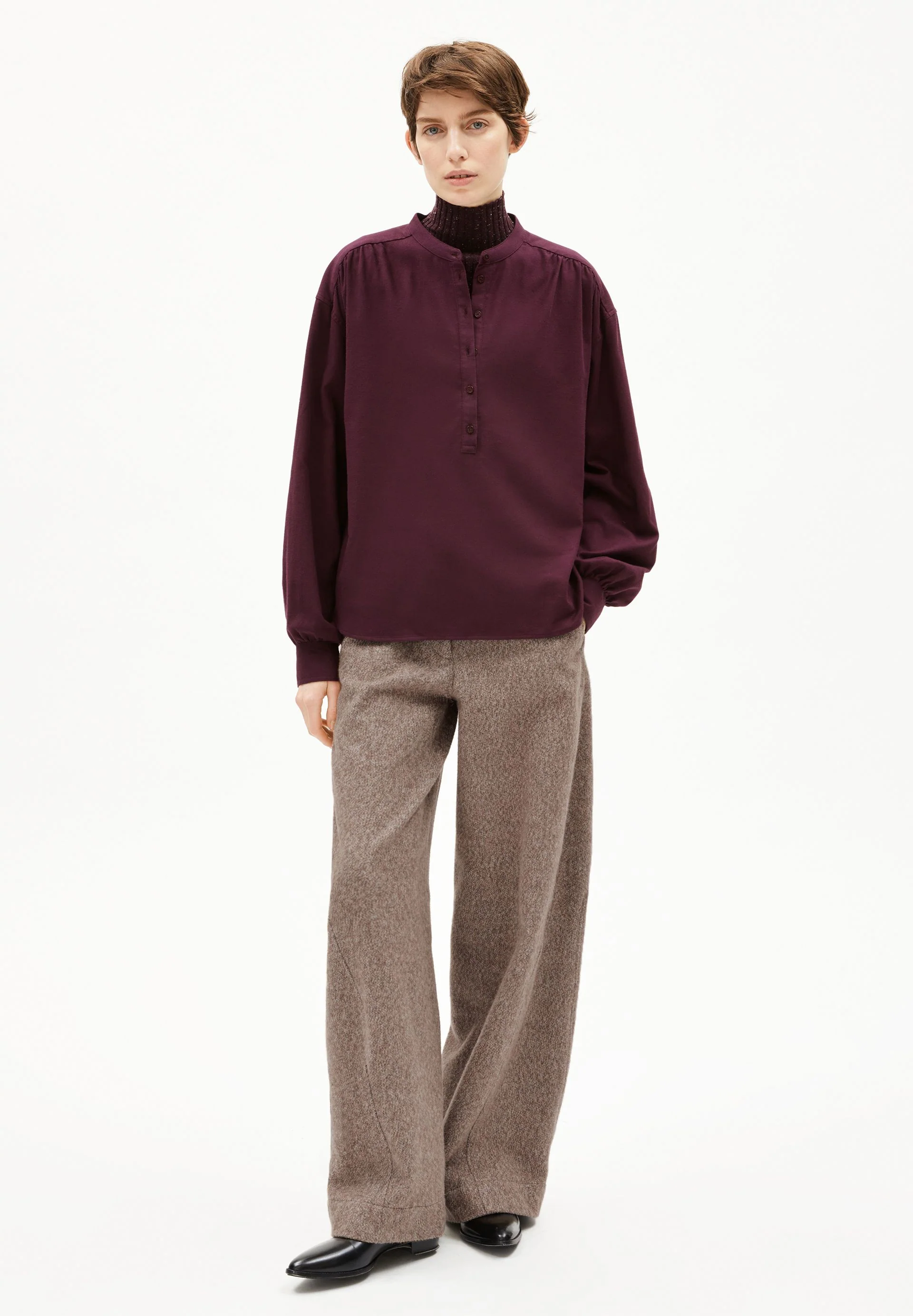 EFINARAA BRUSHED BLUSE | dark cranberry - Image 5
