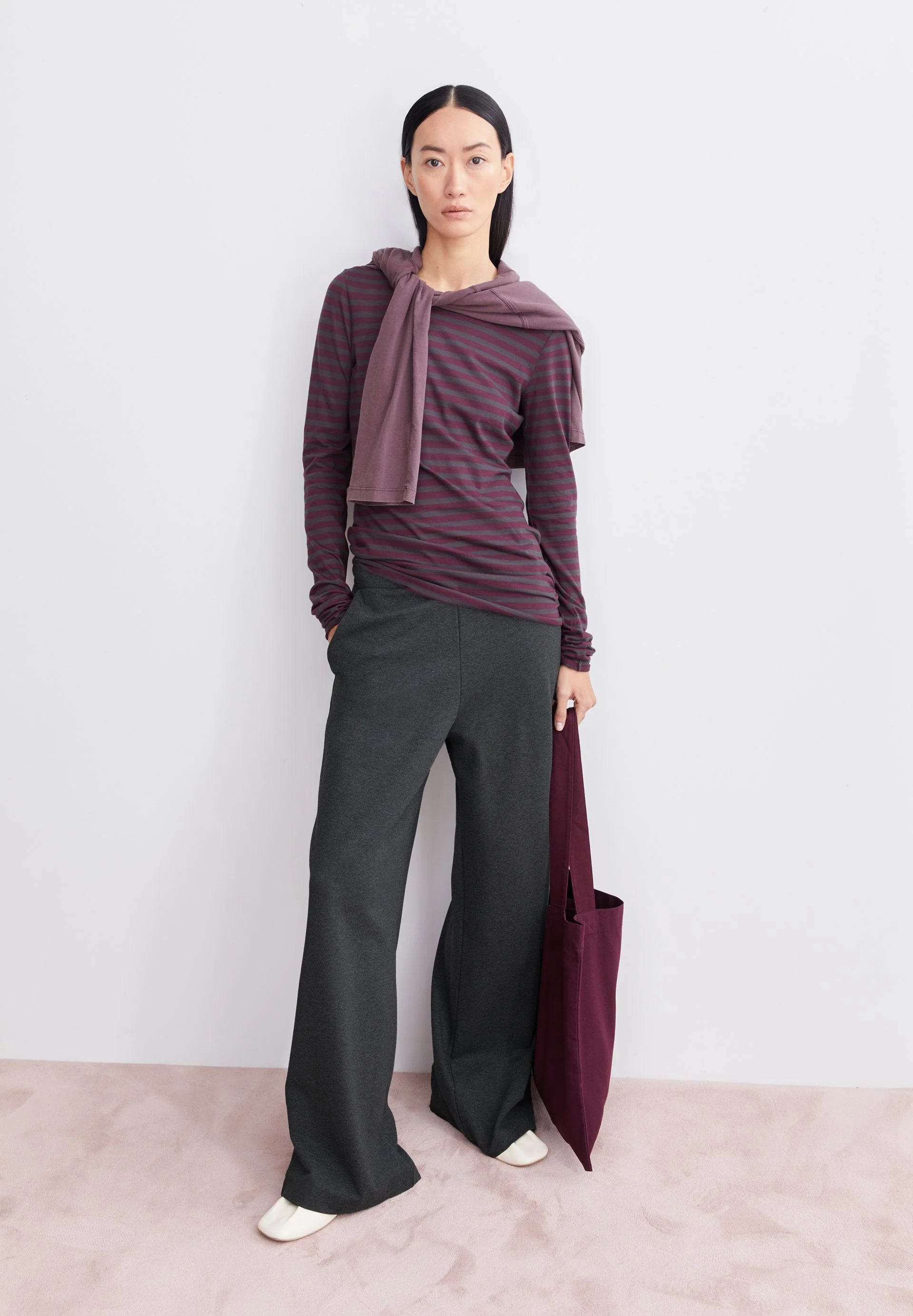 EINIAARA STRIPE LONGSLEEVE | dark cranberry-dark steel - Image 4