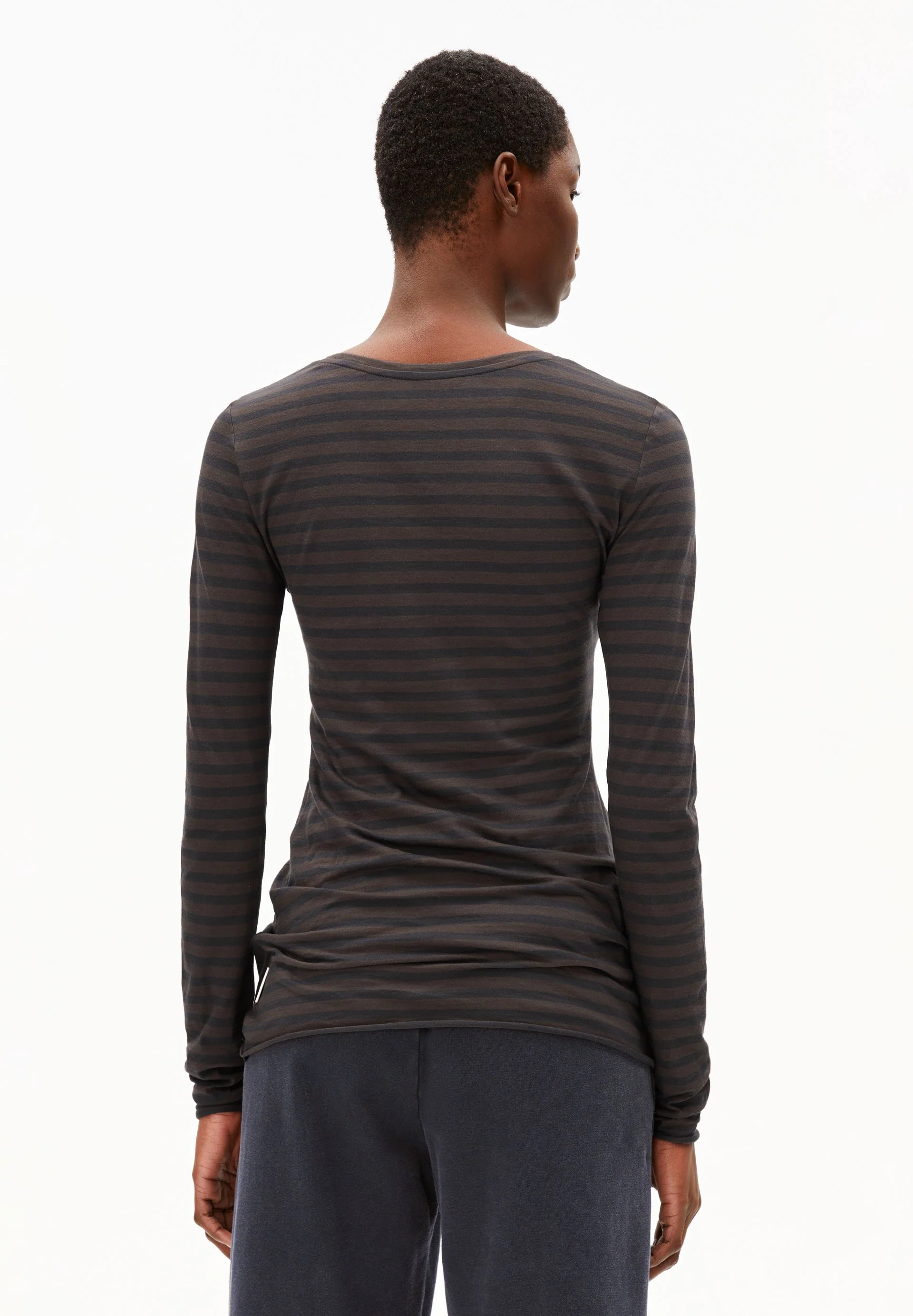 EINIAARA STRIPE LONGSLEEVE | walnut cream-dark steel - Image 2