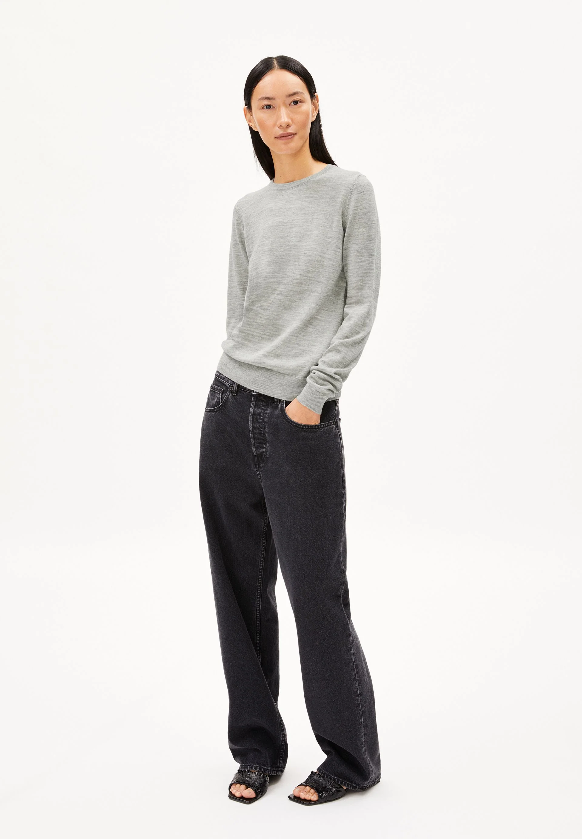 ELDIAA MERINO STRICKPULLOVER | light grey melange - Image 5