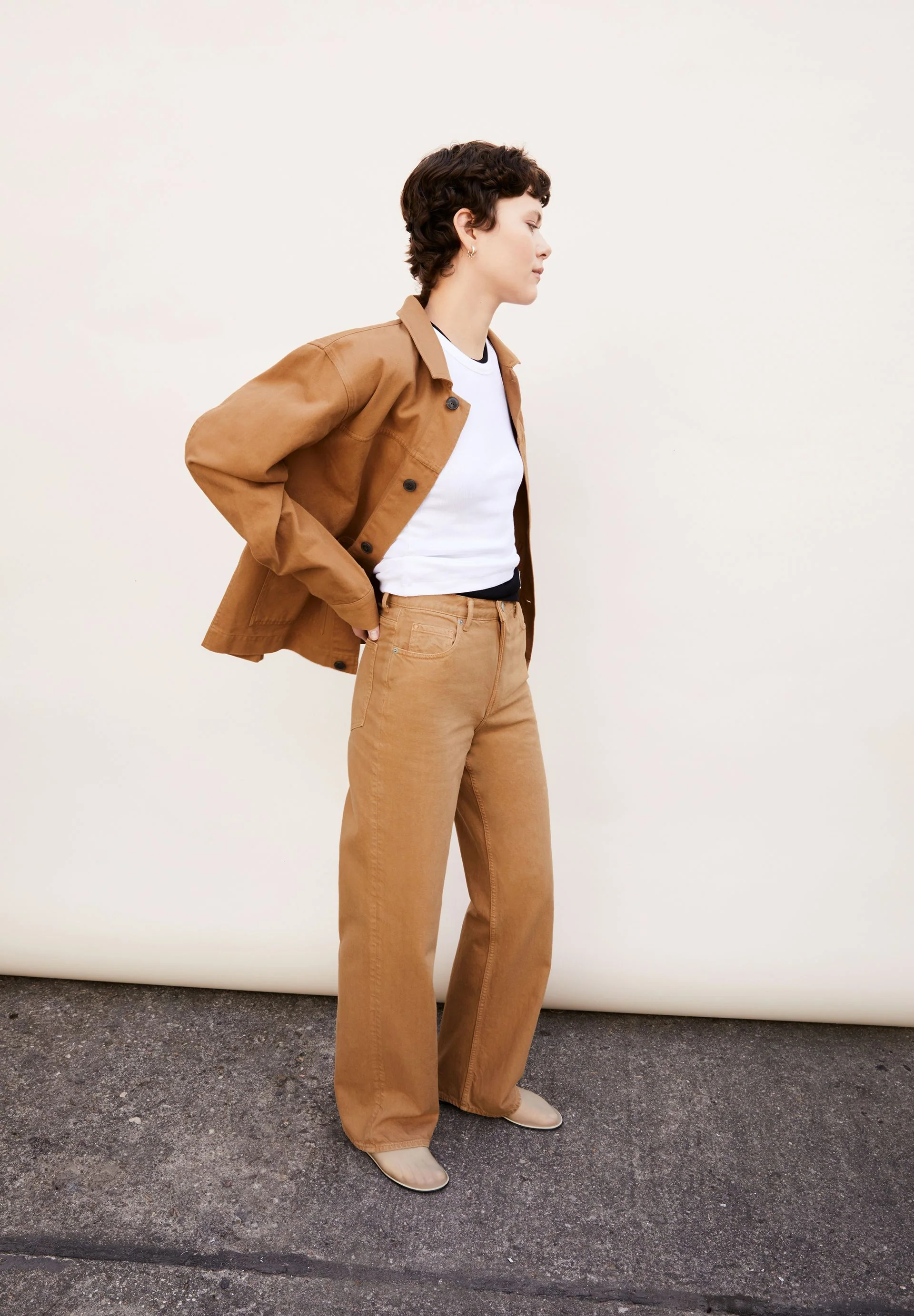 ENIJAA HIGH WAIST WIDE JEANS | beige blond - Image 4