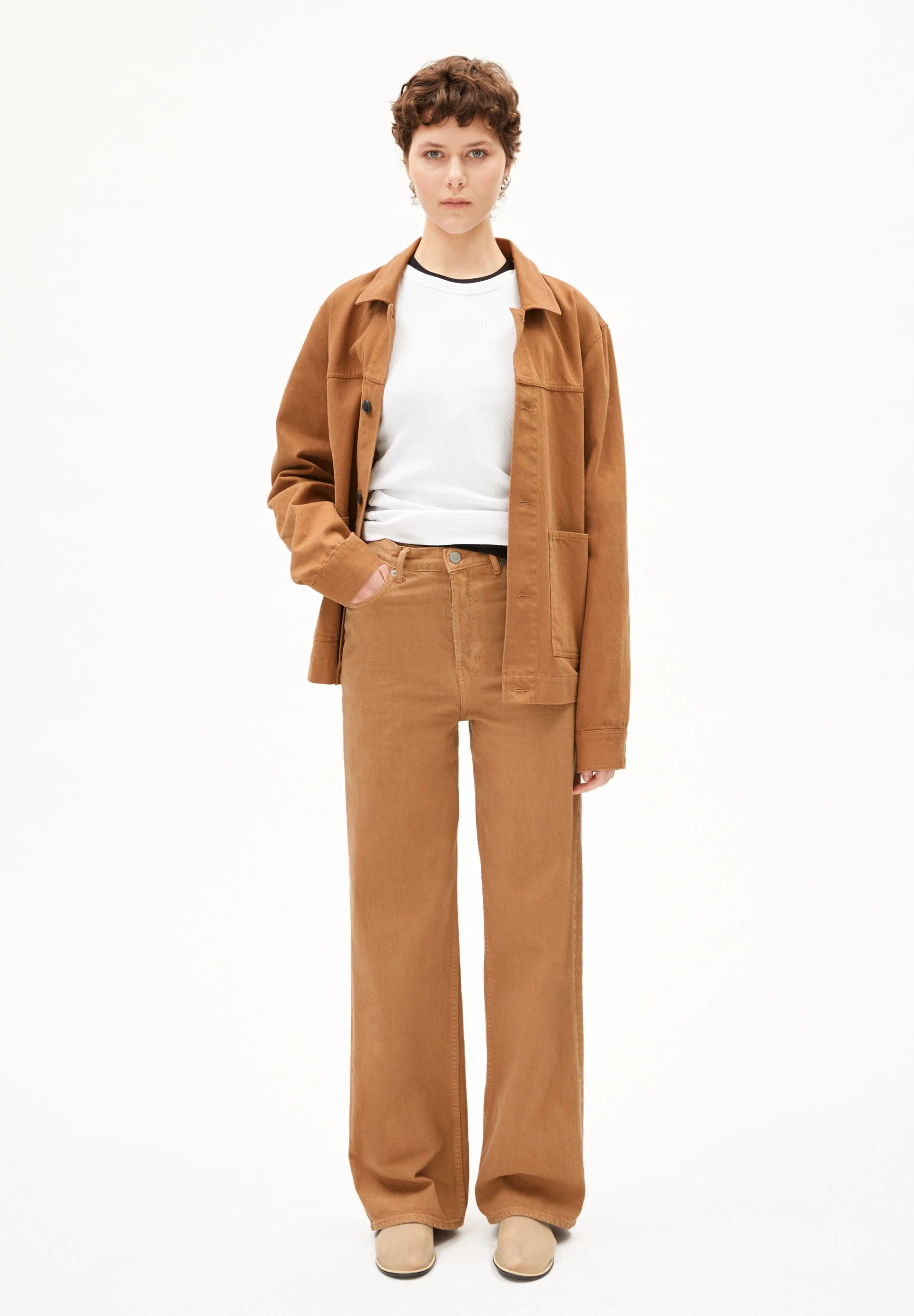 ENIJAA HIGH WAIST WIDE JEANS | beige blond - Image 5