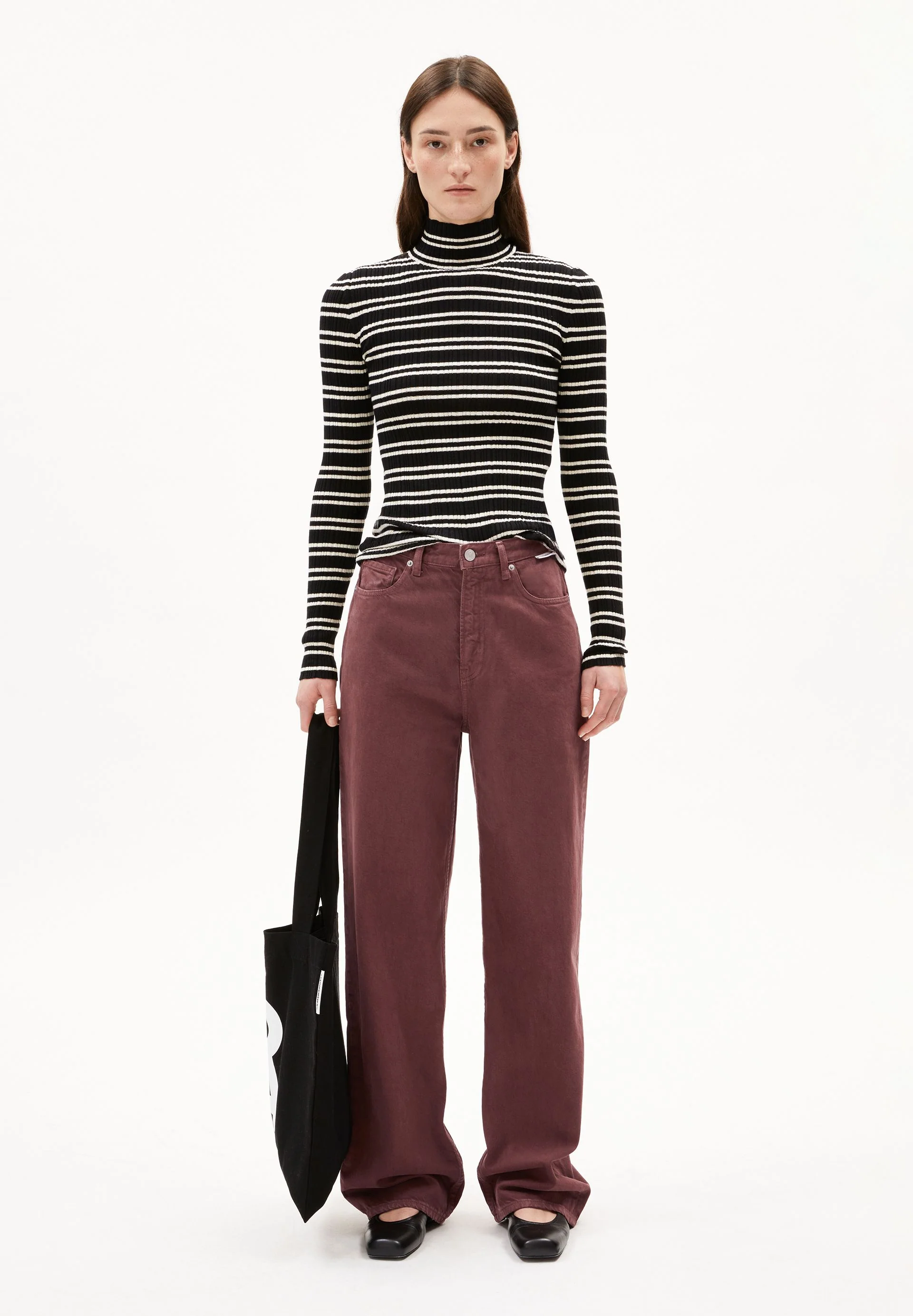 ENIJAA HIGH WAIST WIDE JEANS | dark berry - Image 5